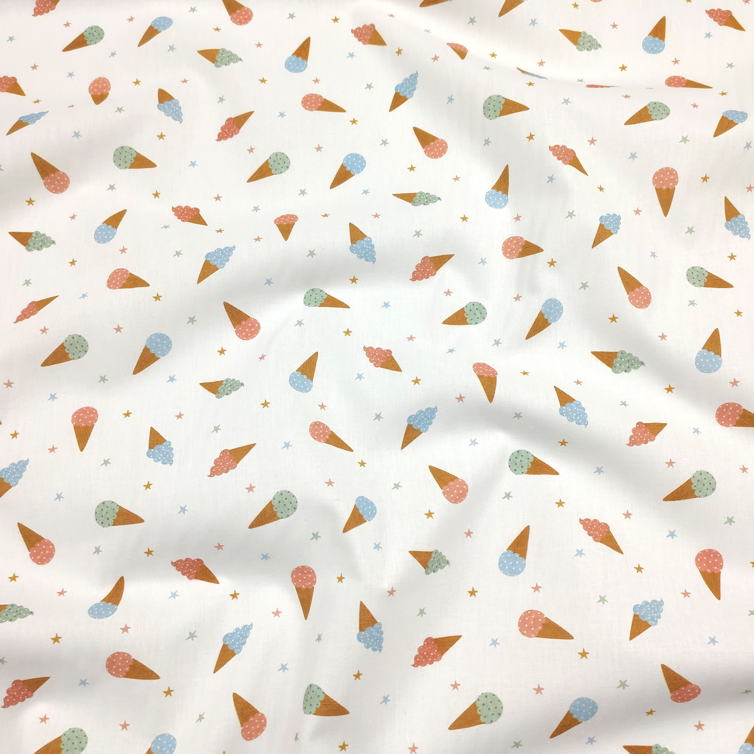 Cotton Fabric Ice Cream and Stars