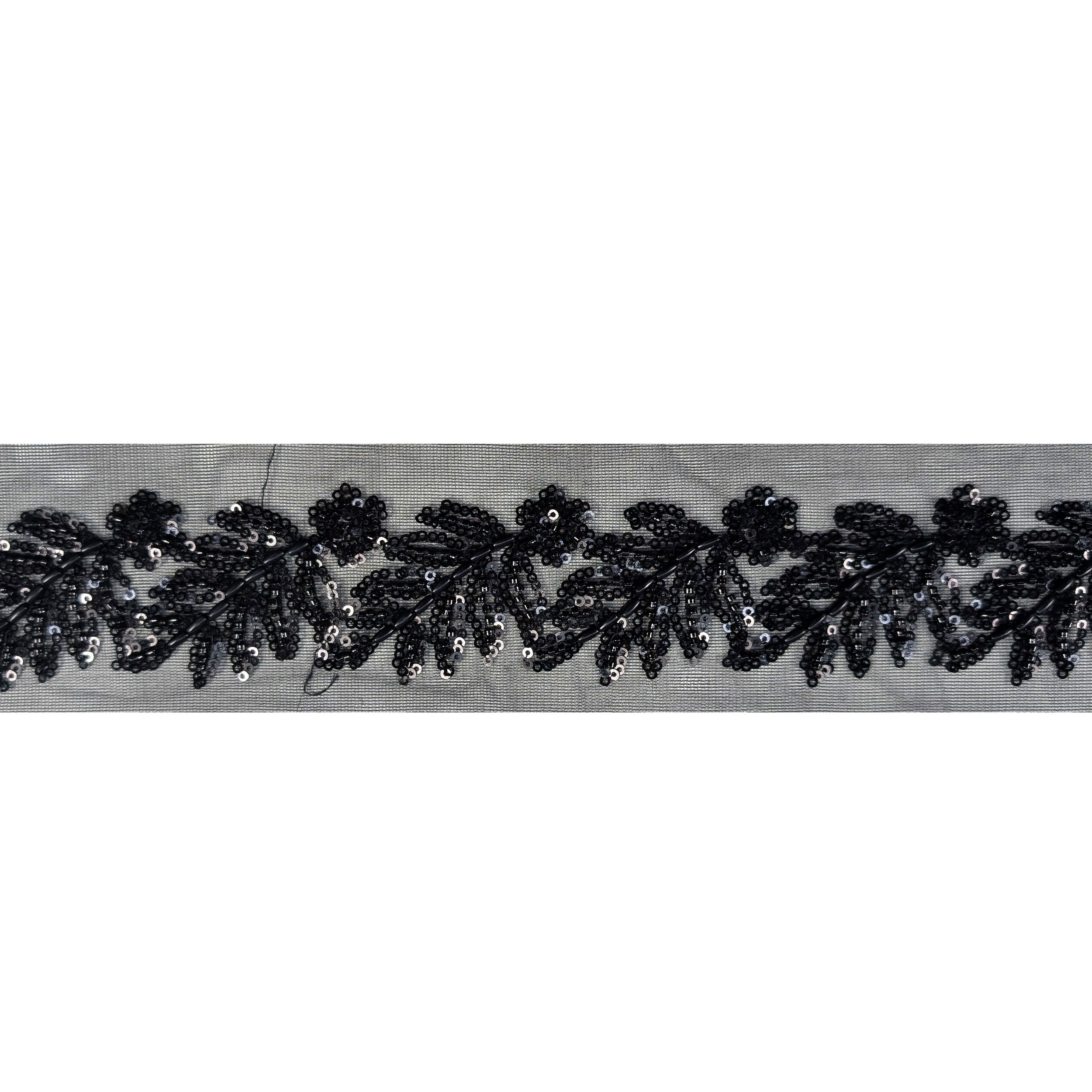 Trimmings Tulle Leaves Sequins and Beads Black Image