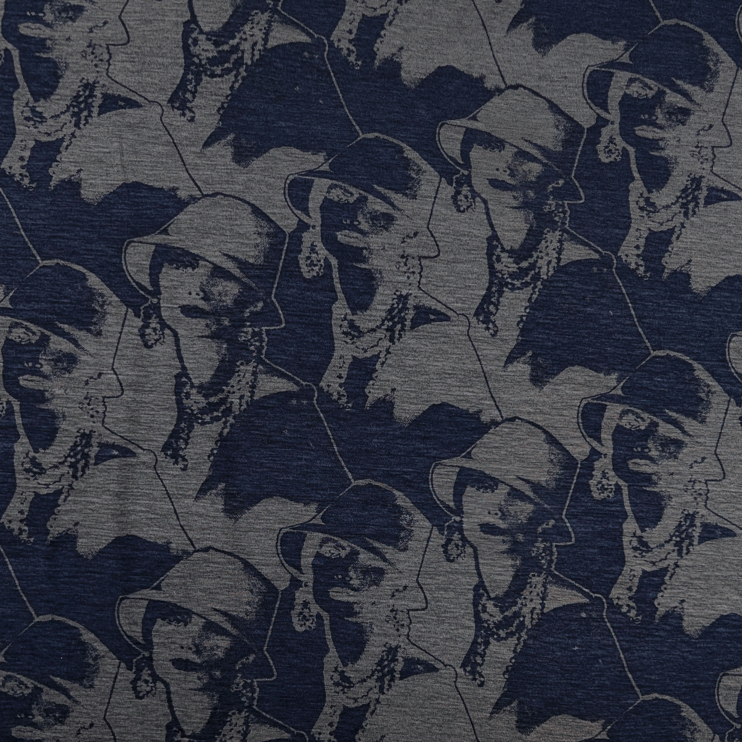 Grey Melange and Blue Fashion Cotton Jersey Image
