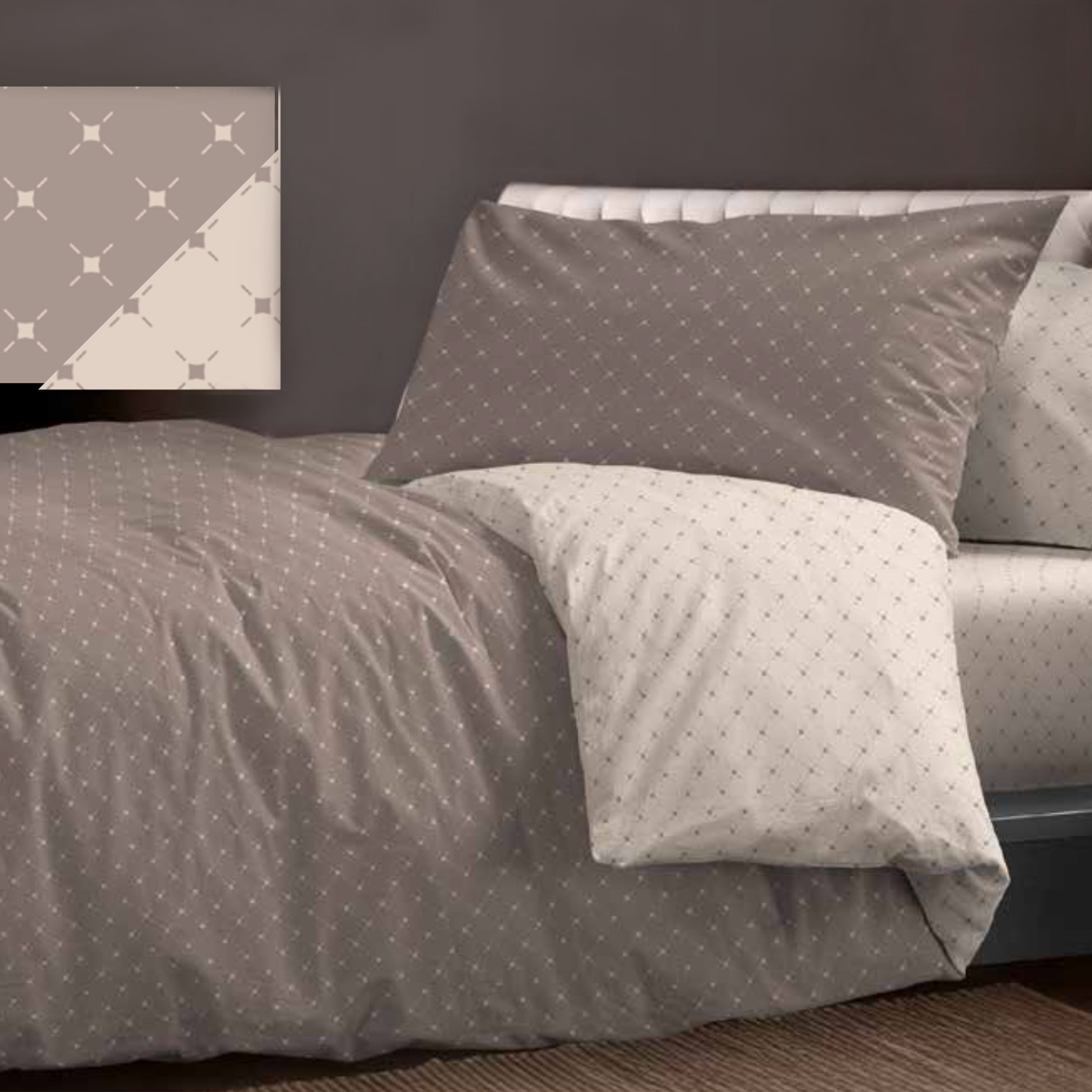 Minimal Rombi Tortora Doppelbett-Set Image