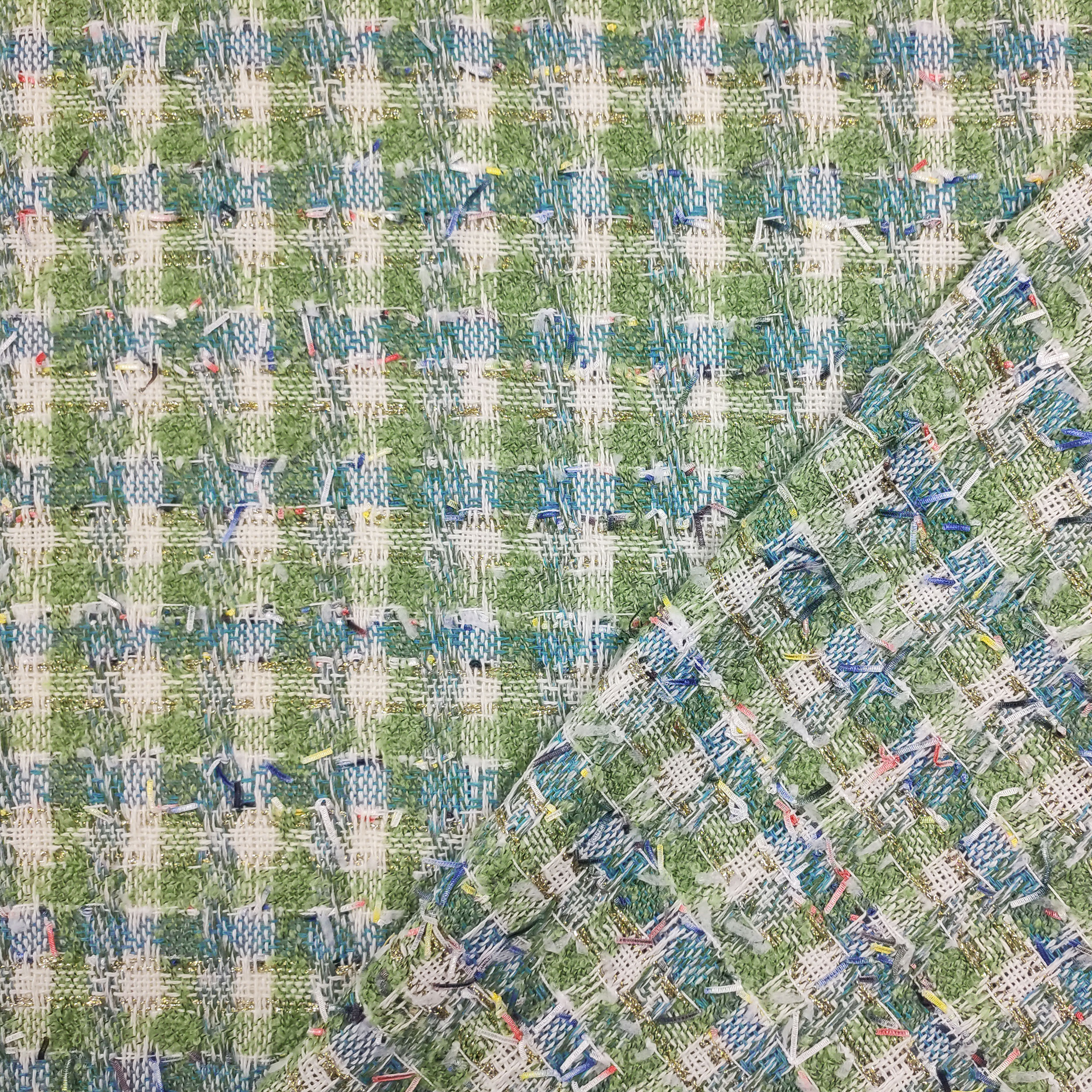 Tissu Jacquard Fashion Green Blue