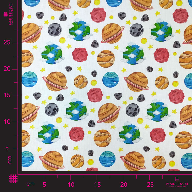  Satin de coton Découpages Planètes 50x140 cm Image