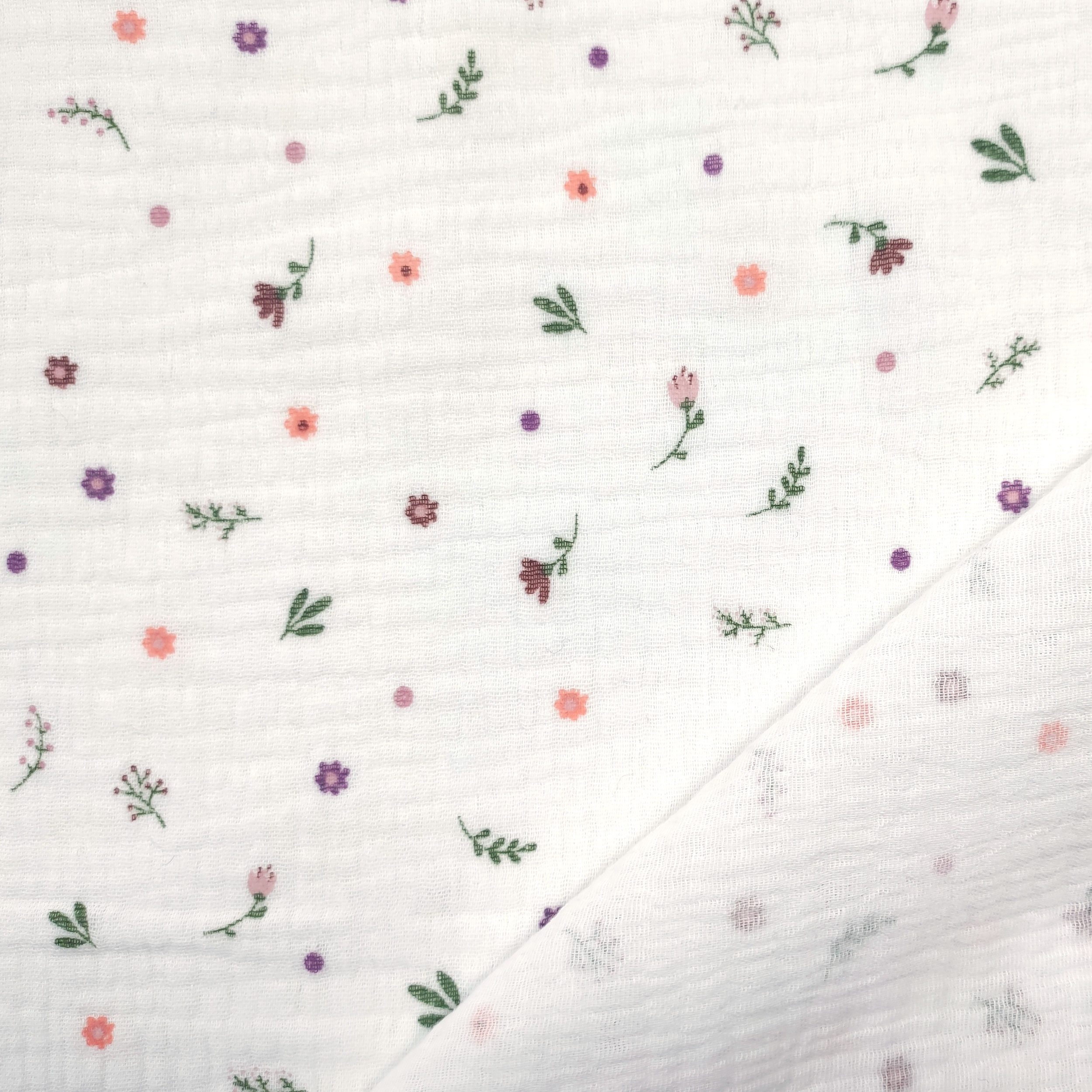 Baumwoll-Musselin Bunte Blumen