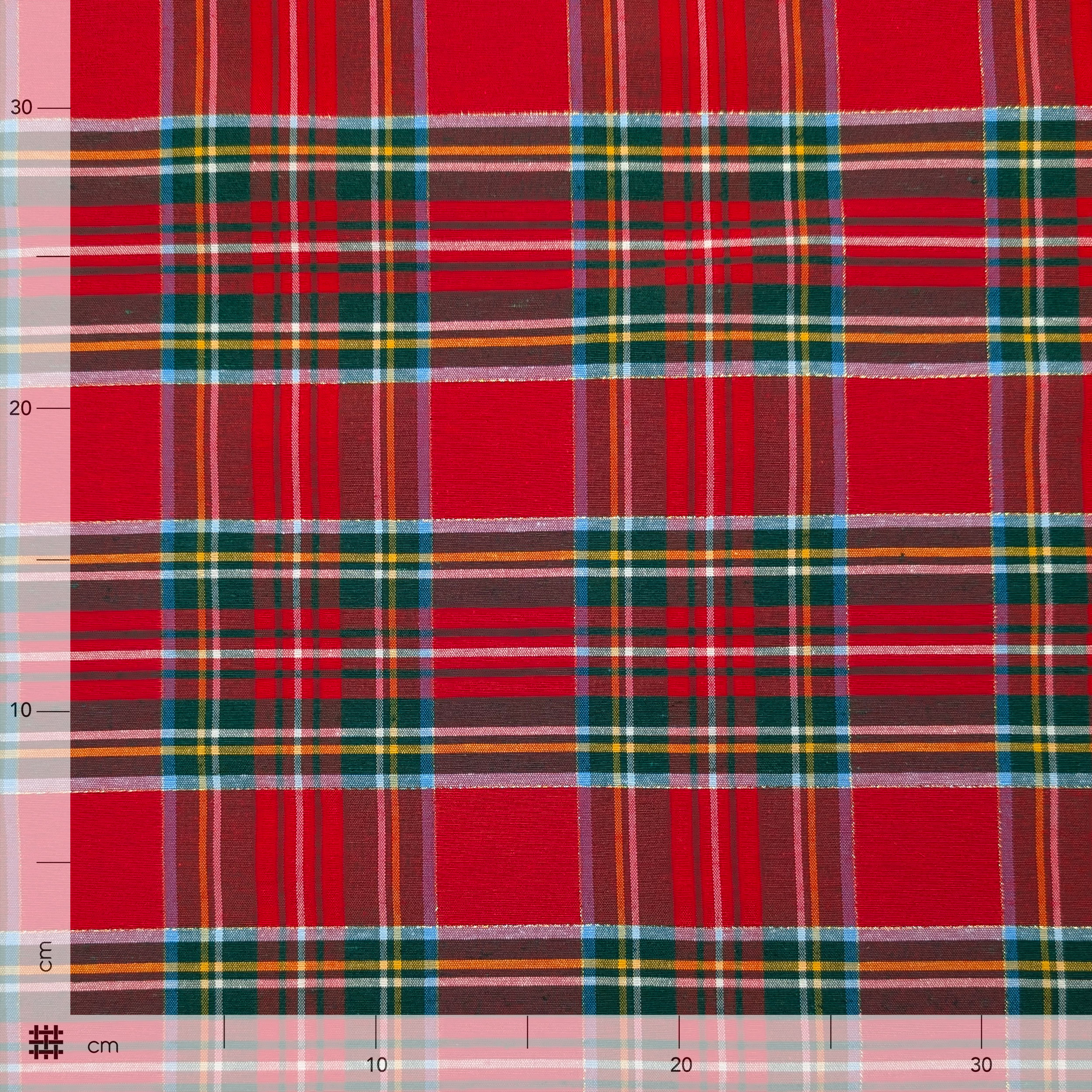 Large Lurex Red Scottish Furnishing Fabric Image