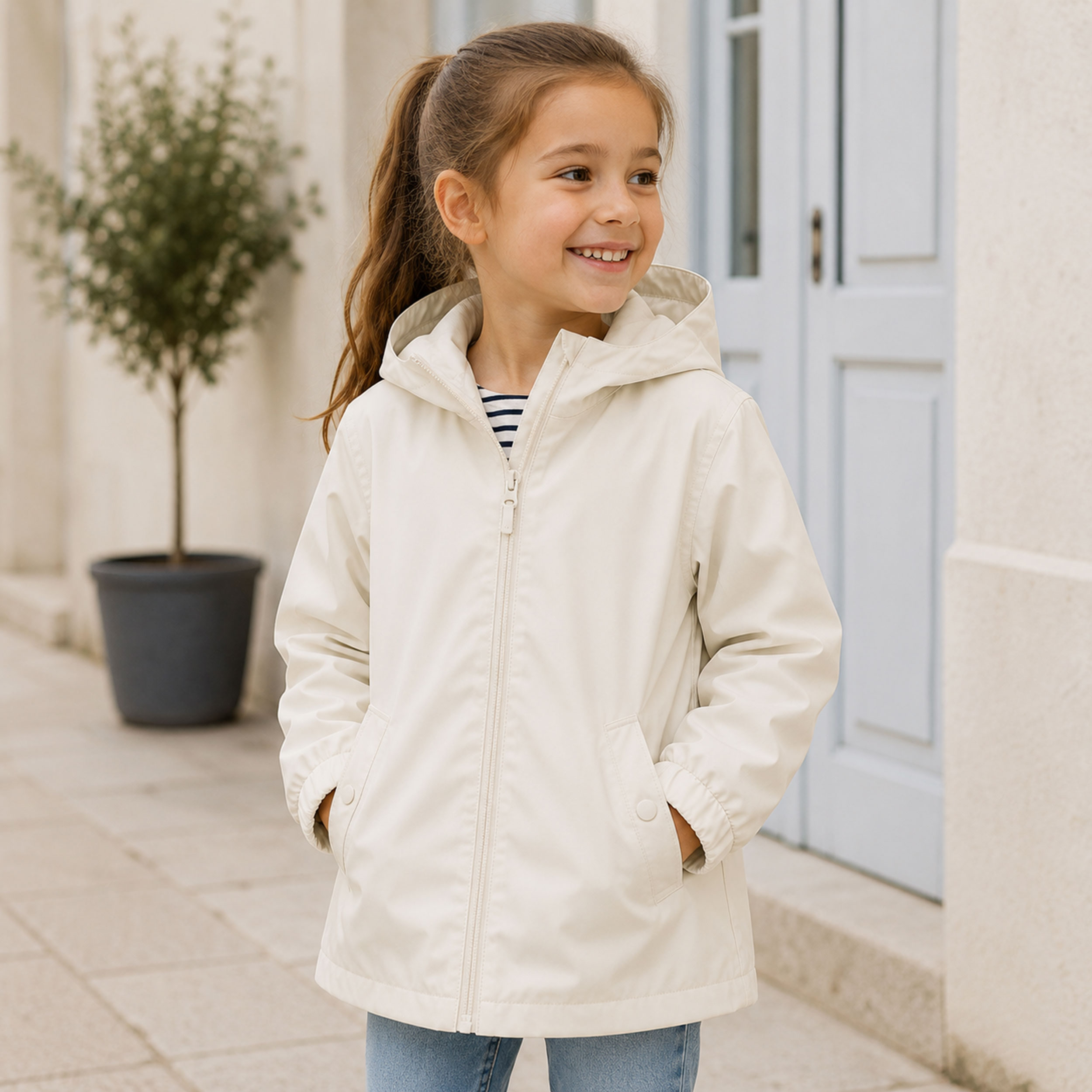 Plain White Raincoat Image