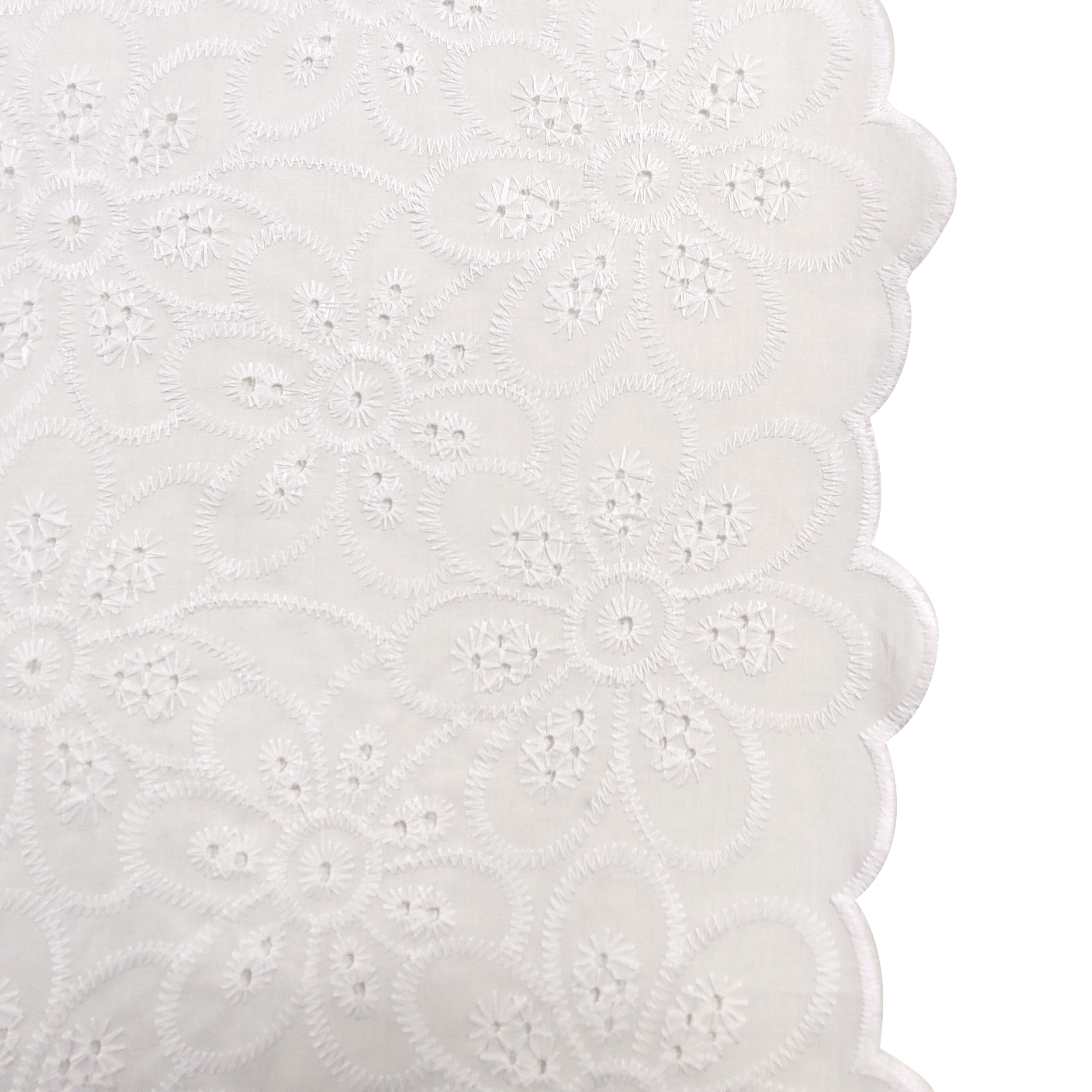 Sangallo Fashion Doble Festoneado Flores Bordadas Blanco