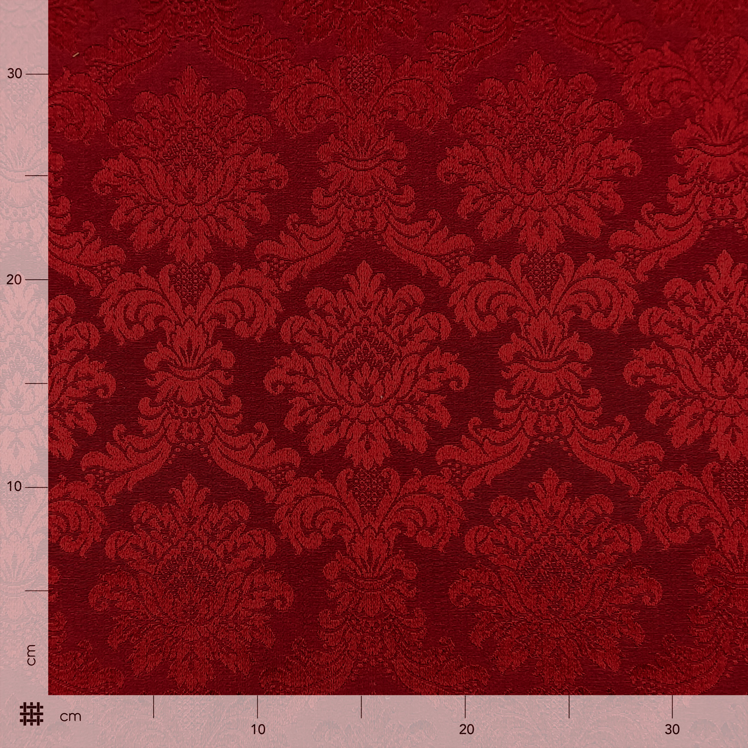 Tissu damassé rouge foncé