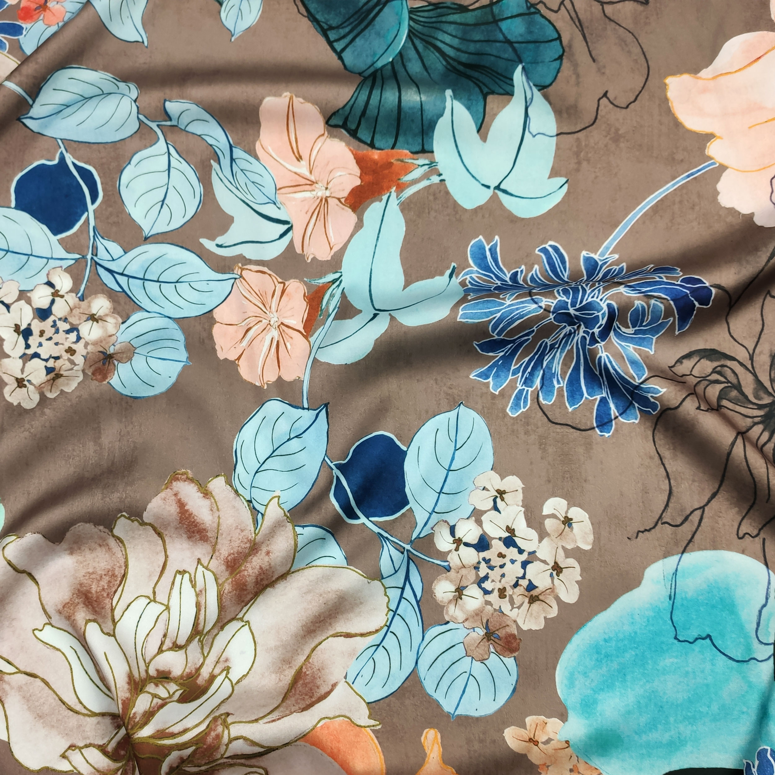 High Fashion Flowers Brown Background