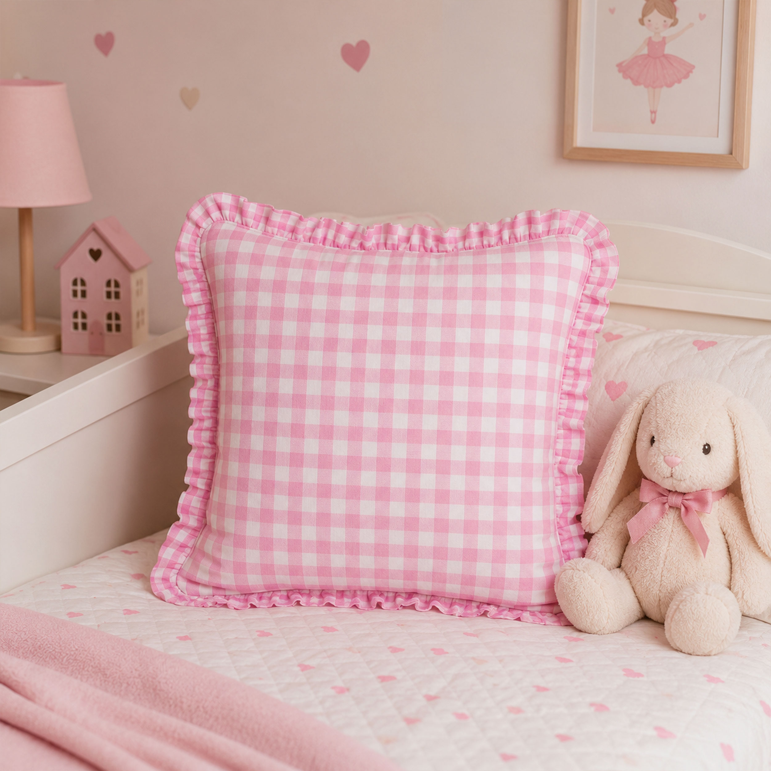 Washed Cotton Yarn Dyed Square Pink Image