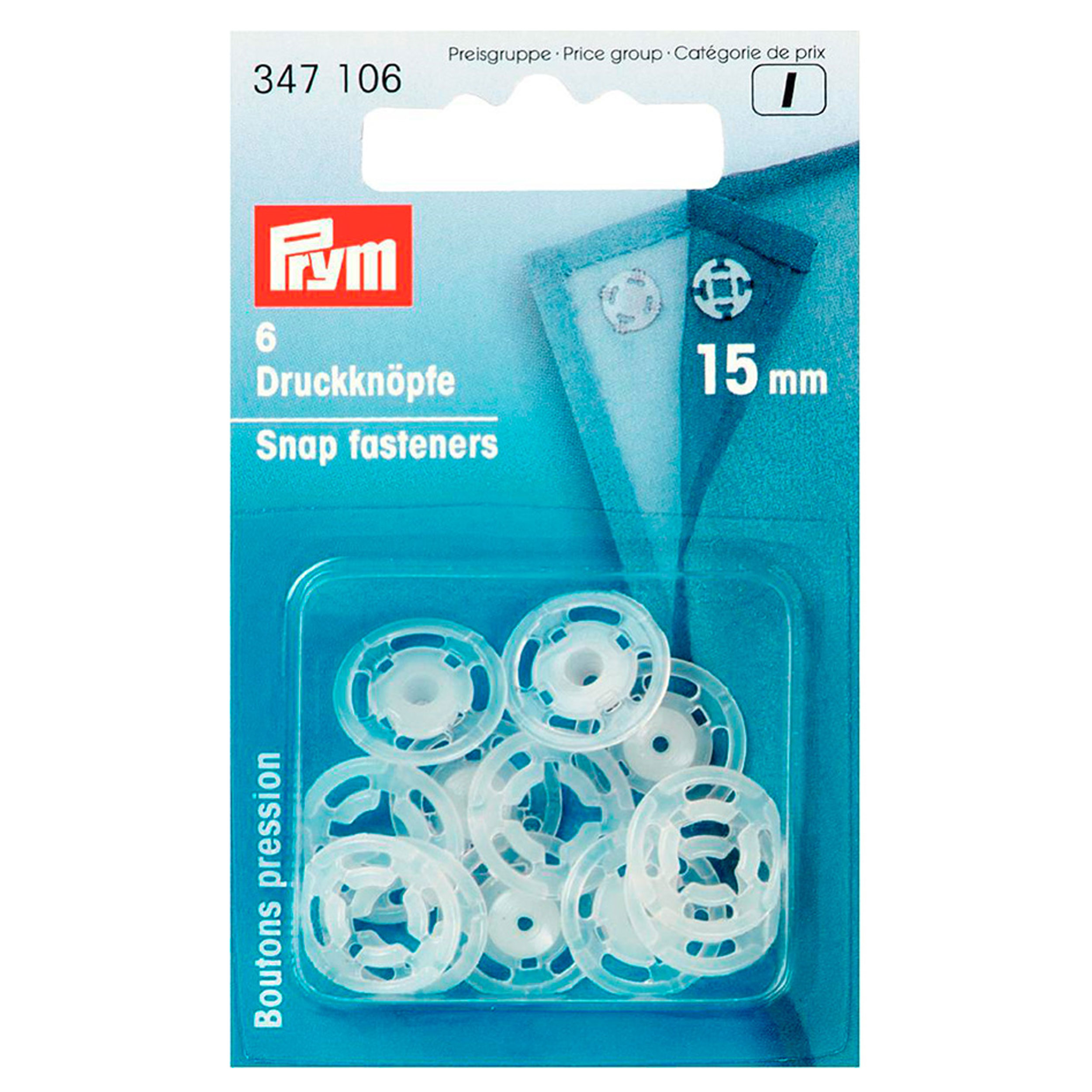 Boutons automatiques ronds en plastique Prym 15 mm