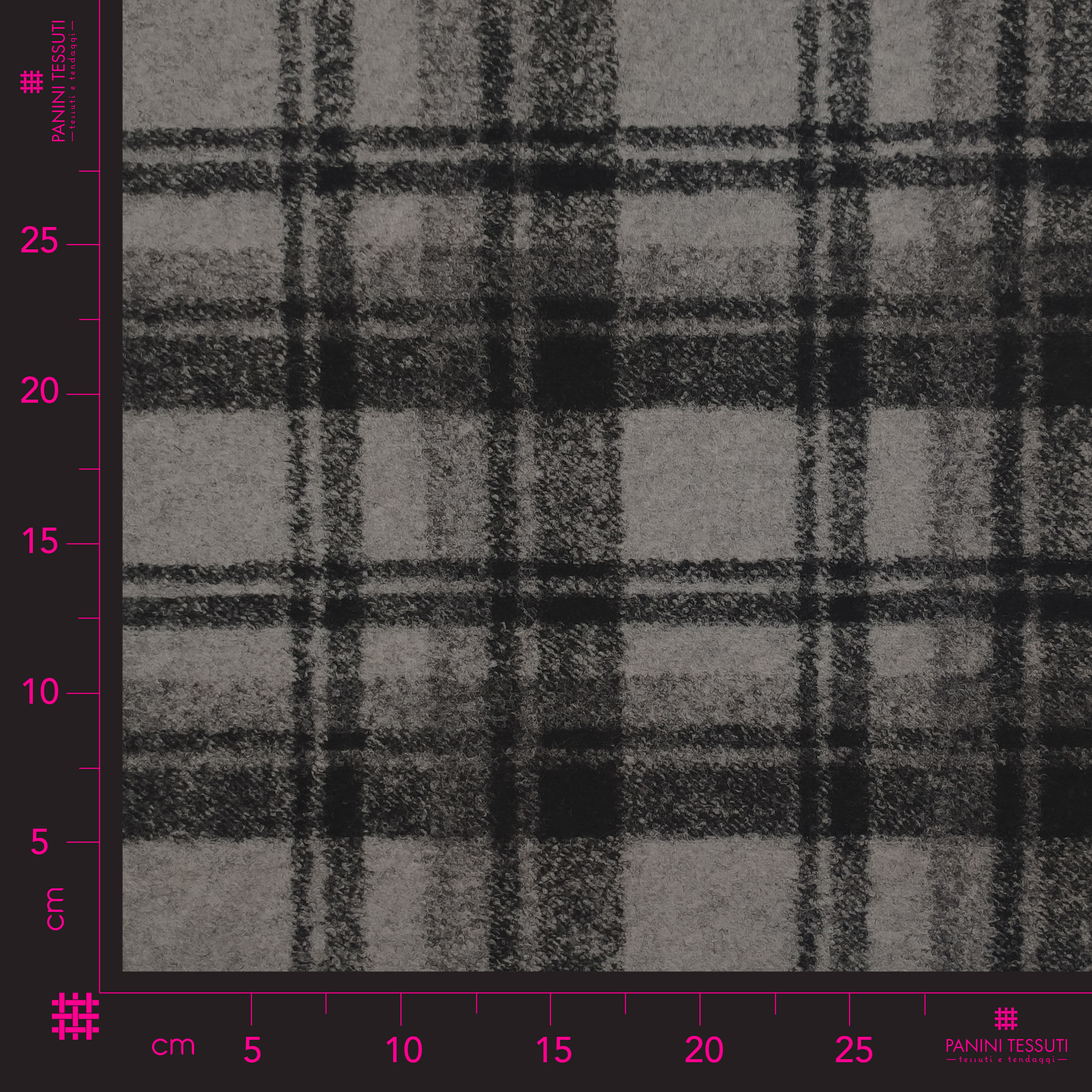 Neoprene Double Lana Tartan Grigio e Tinta Unita Nero Image