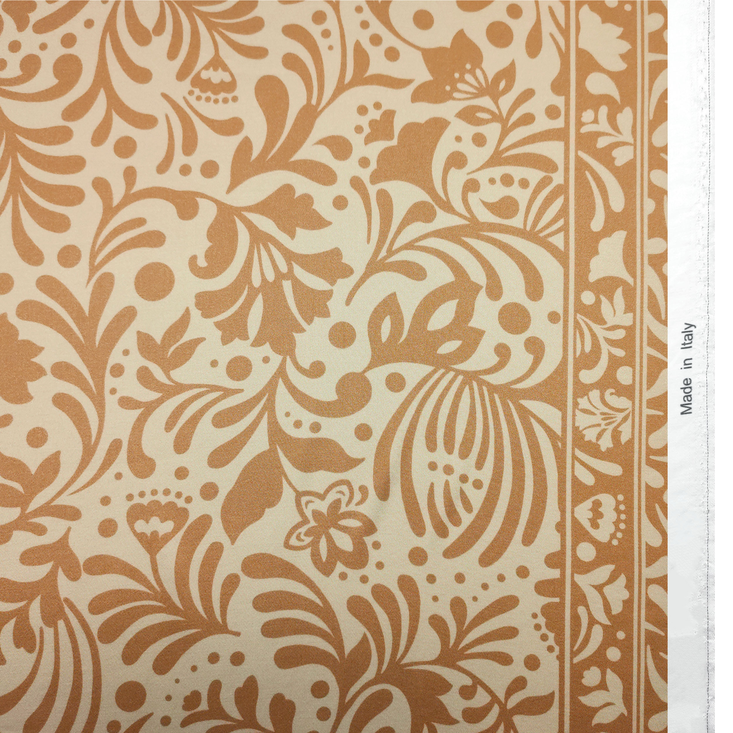 Satin Mixed Silk High Fashion Floral Fantasy Beige