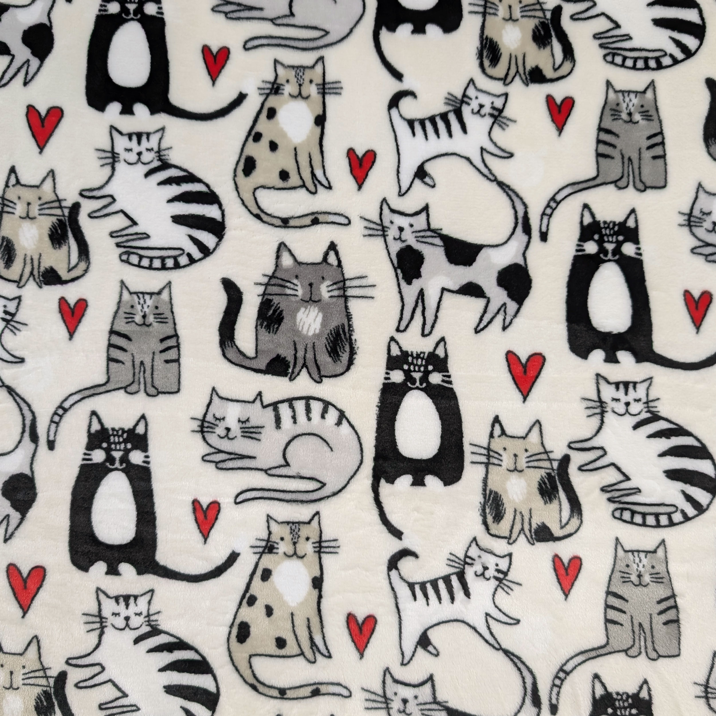 Cashmere fleece Cats and Hearts Image