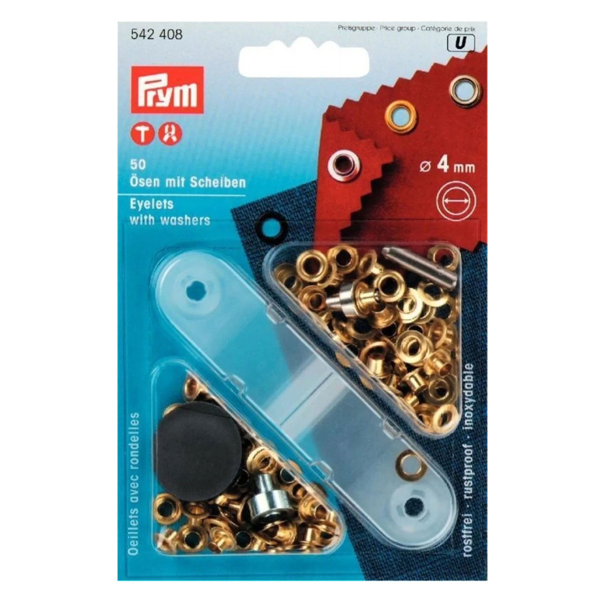 Ösen mit Unterlegscheiben Prym Gold 4 mm