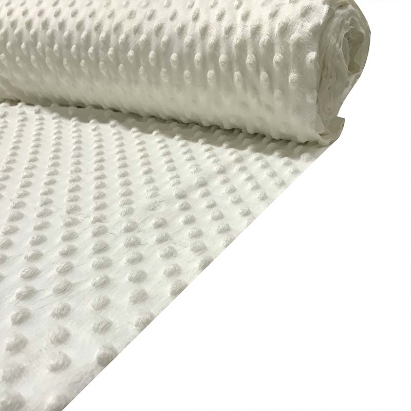 Tessuto Minky Dots Peluche Panna 