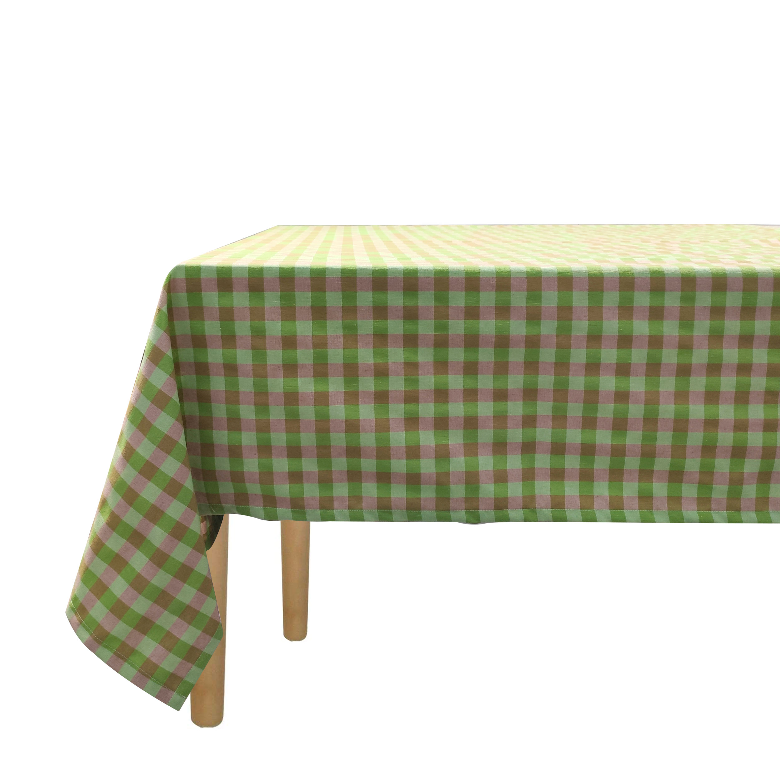 Tablecloth Green Checked Camel 140x240 cm Image