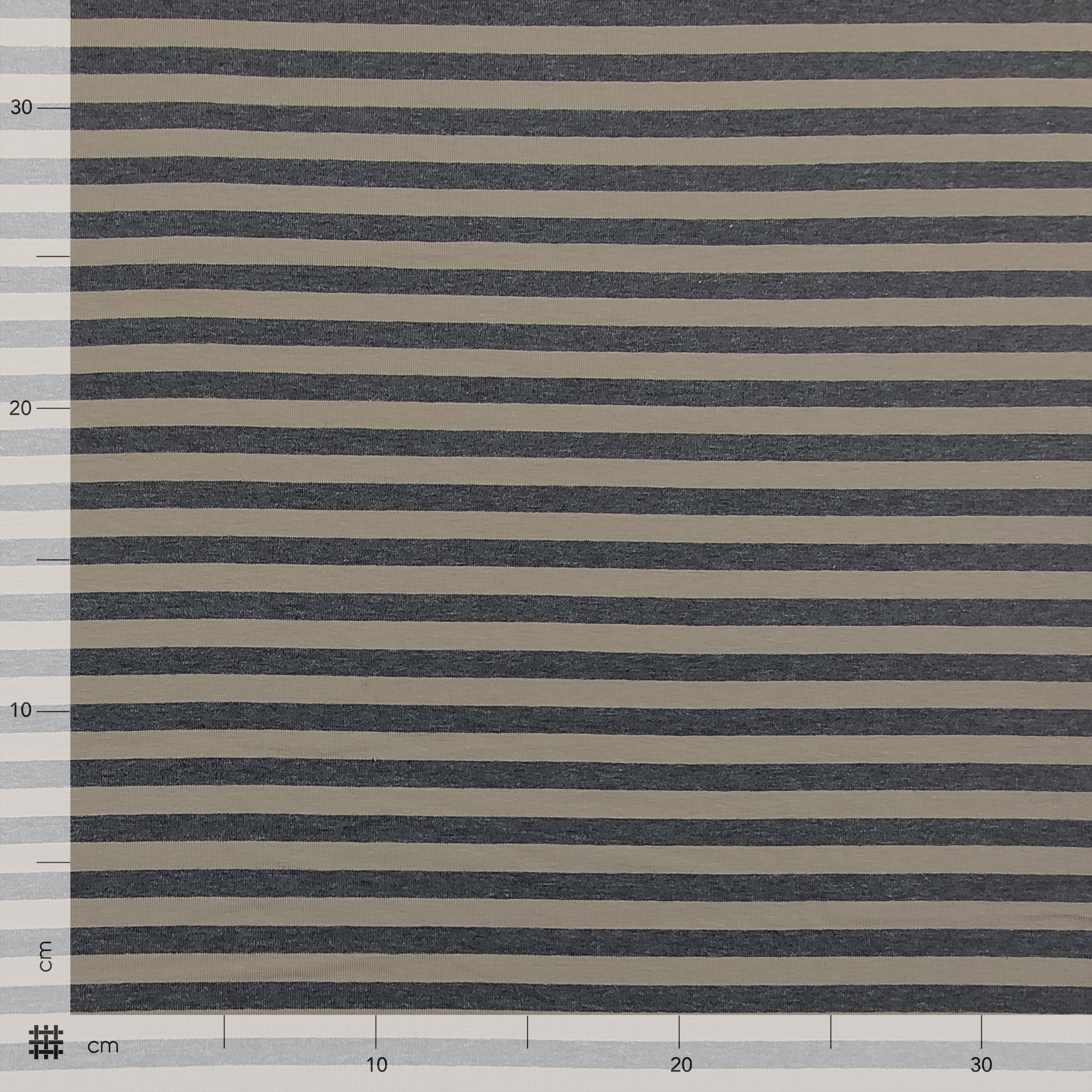 Beige und Anthrazit gestreiftes Jersey