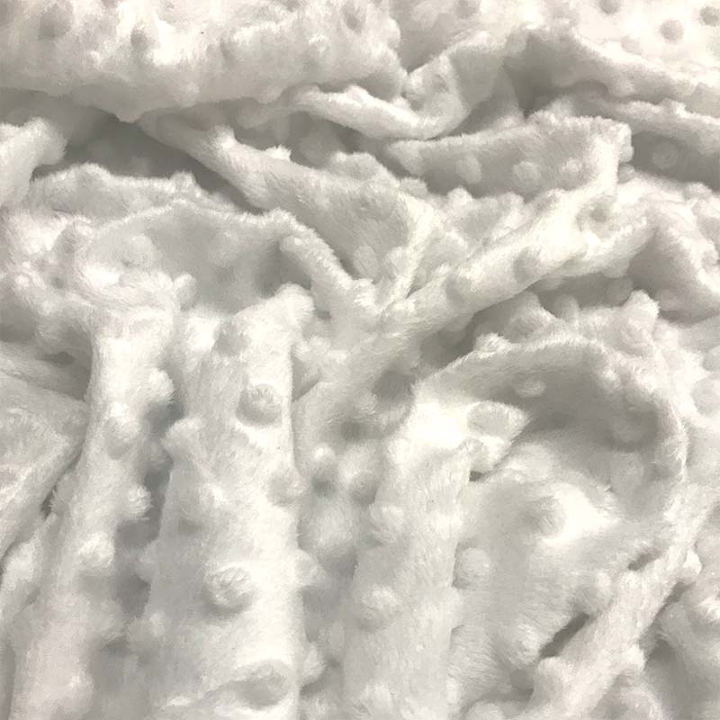 Tessuto Minky Dots Peluche Bianco 
