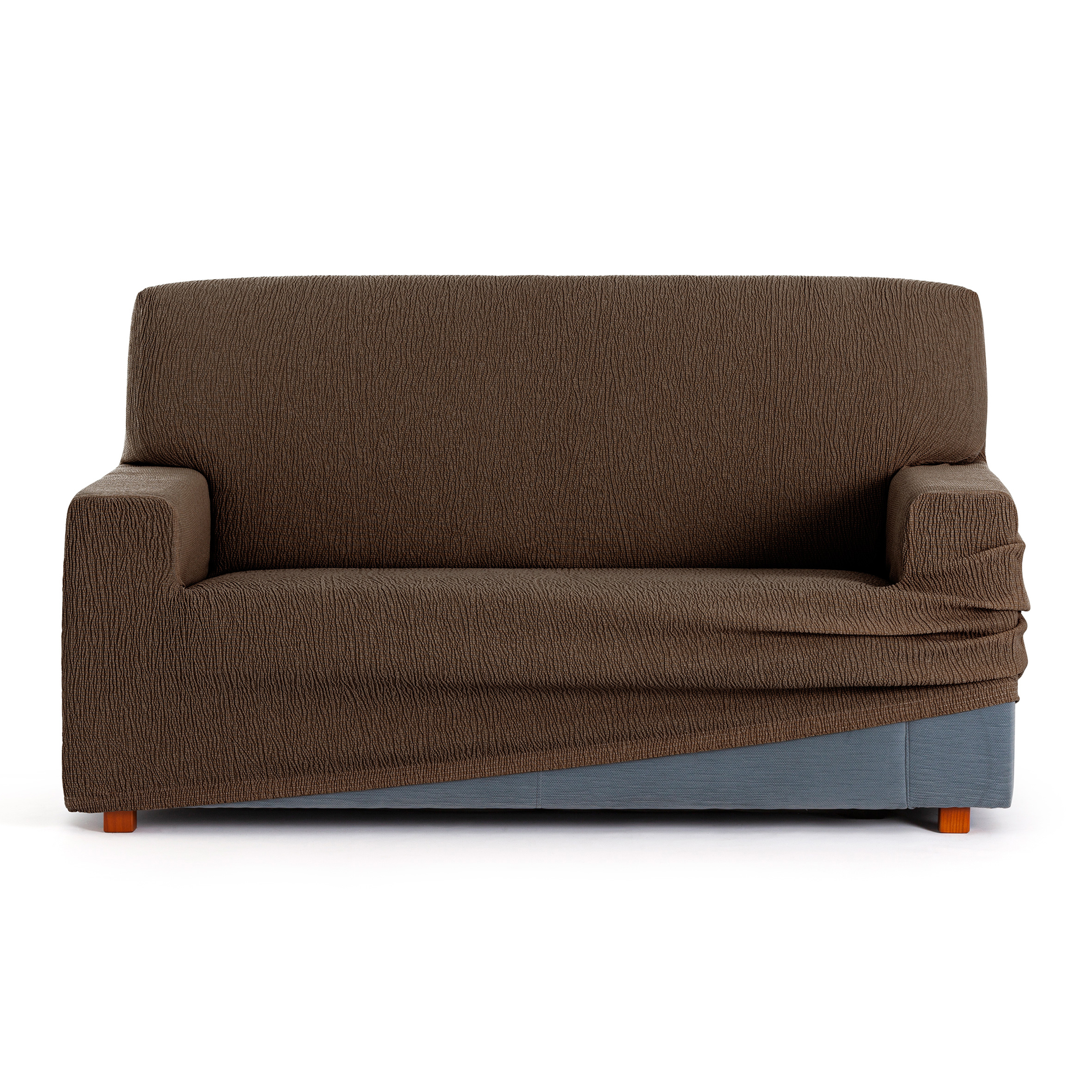 Brown Crumpled Elastic Slipcover 3 Squares