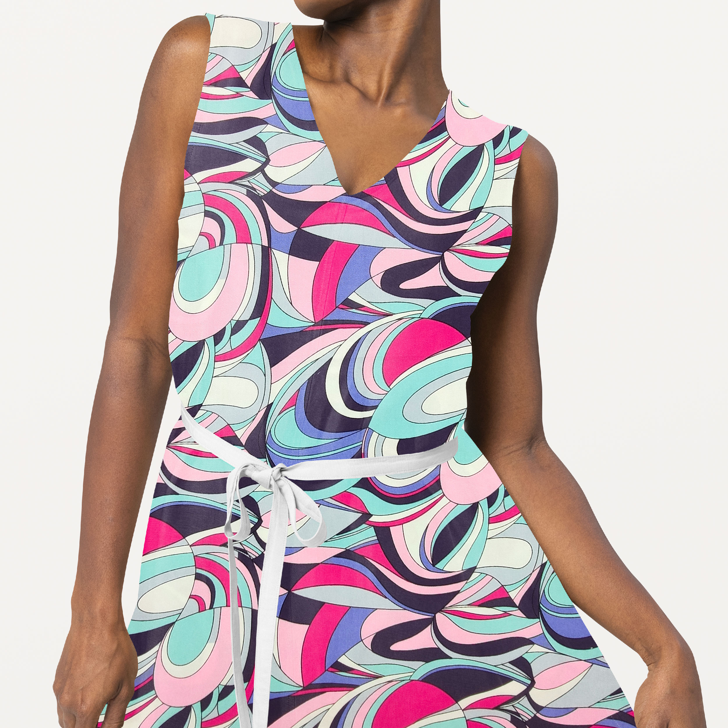 Dressmaking Printed Viscose Twill - Abstract Pink Design Image