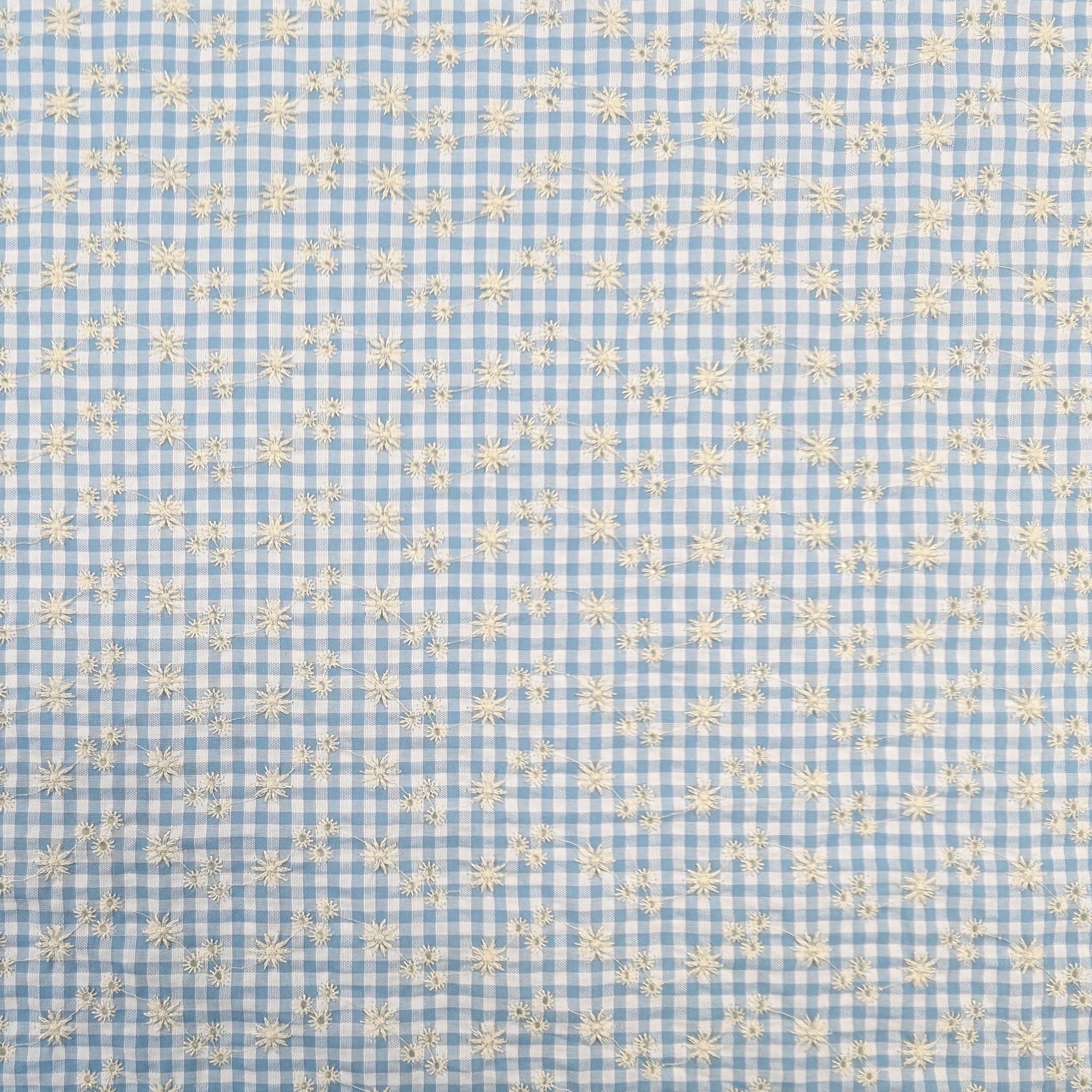 Sangallo Cotton Squares Light Blue and Little Flowers Image