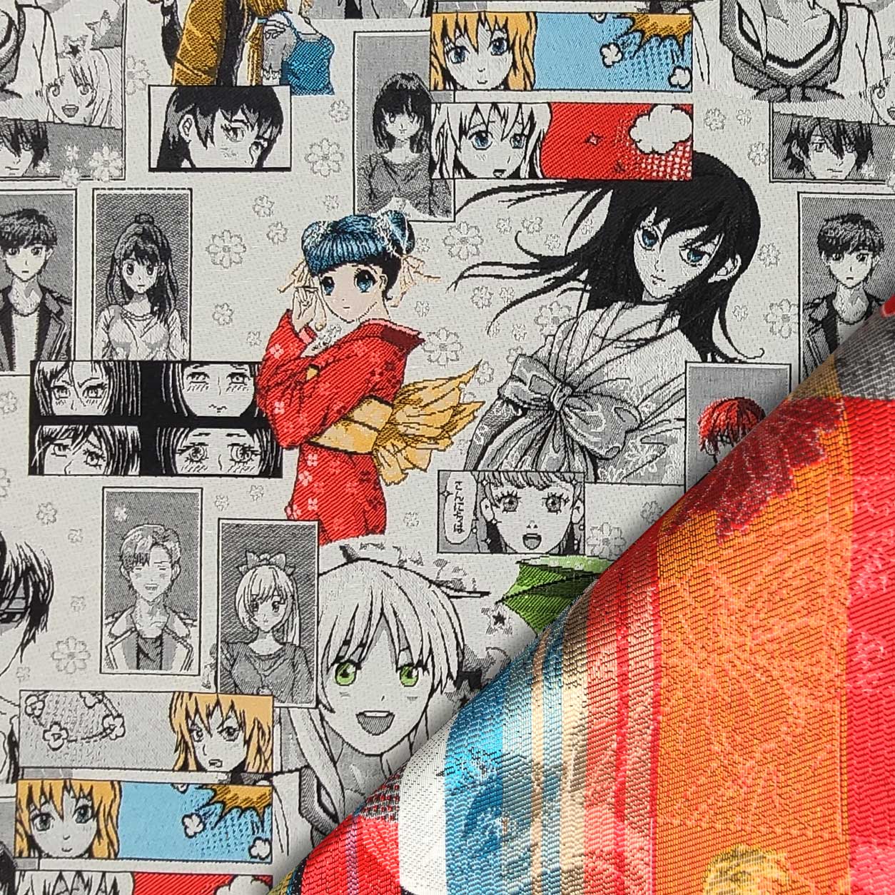 Tela de gobelino con dibujo de manga japonesa