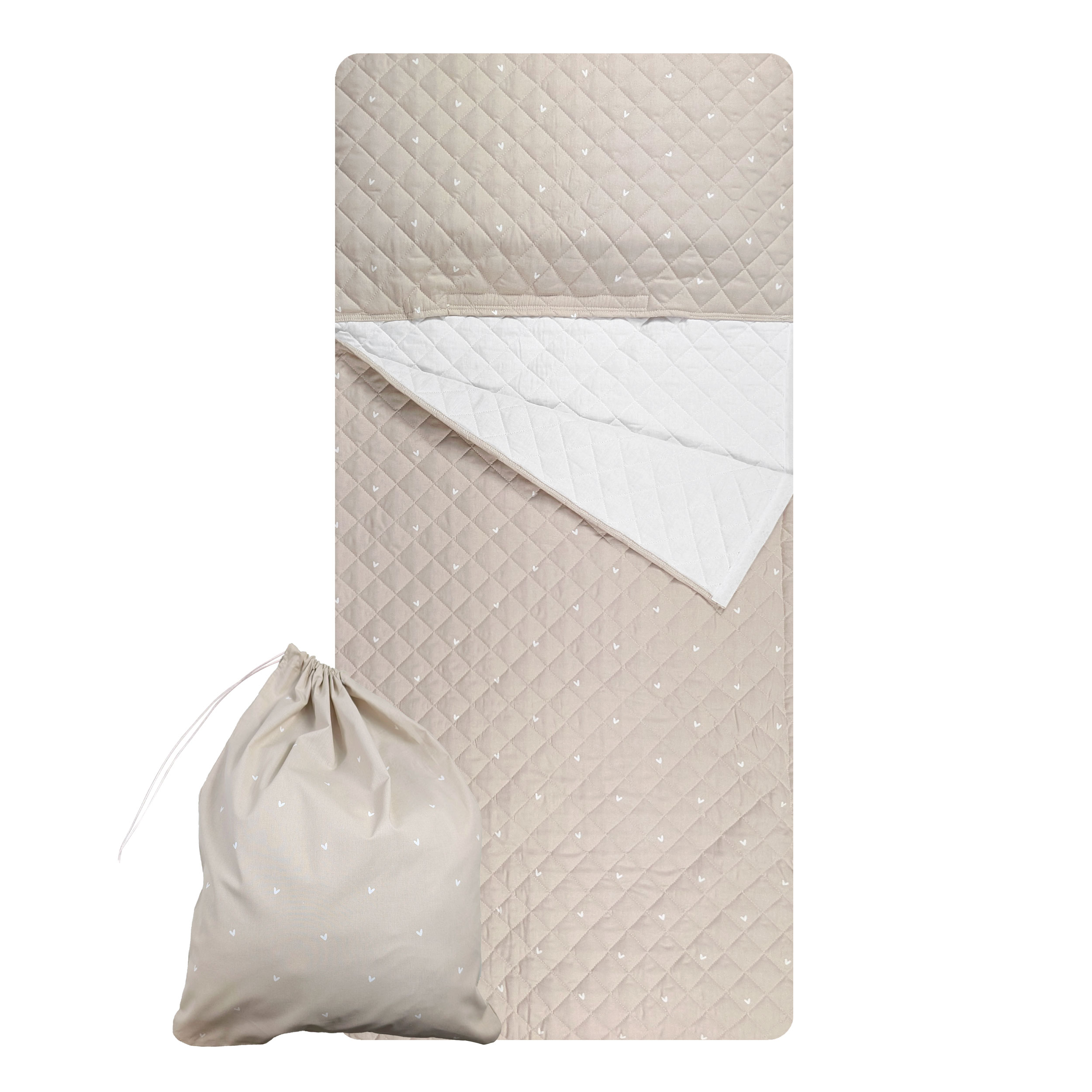 Sleeping Bag Hearts Background Beige Image
