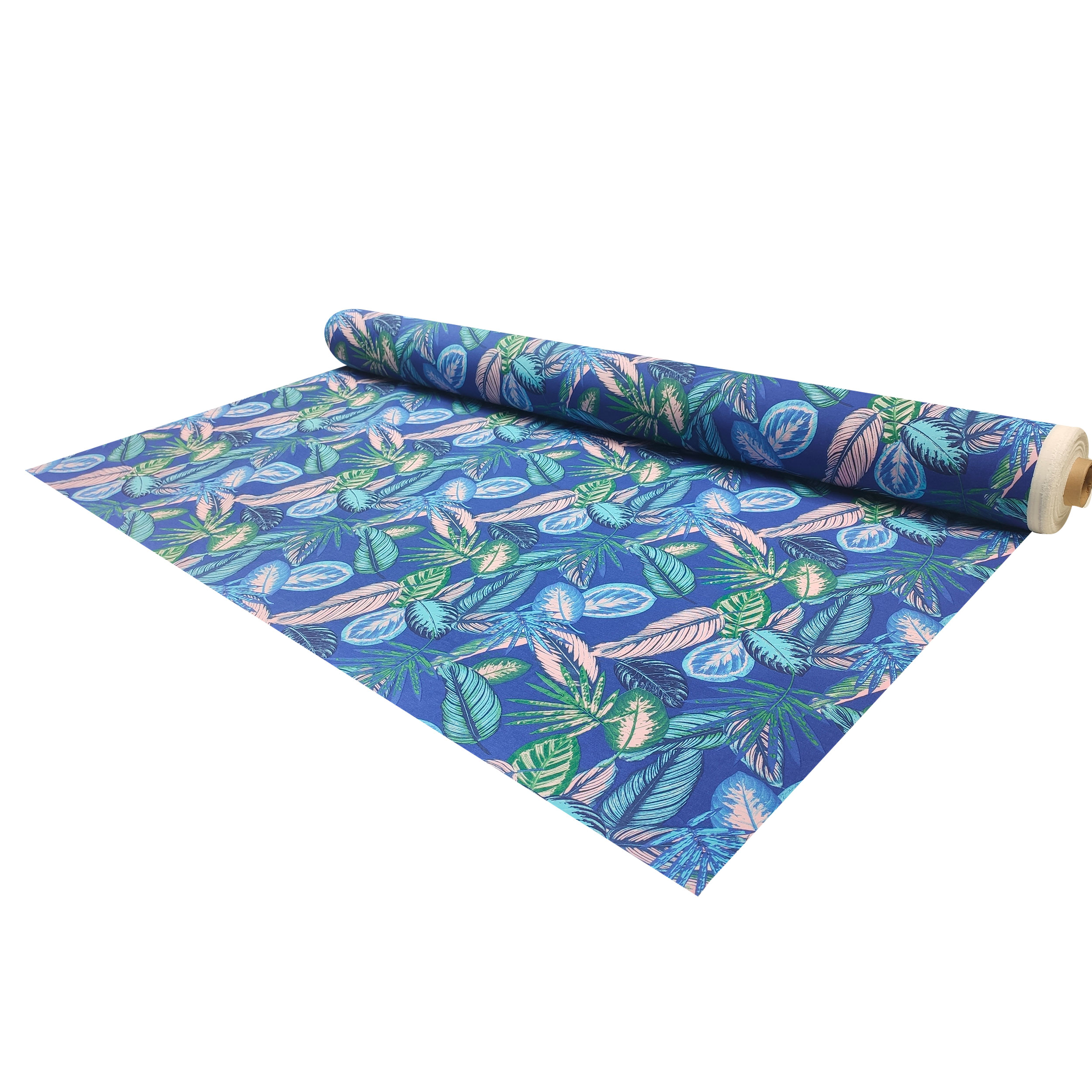 Tejido de mezcla de algodón con hojas azules