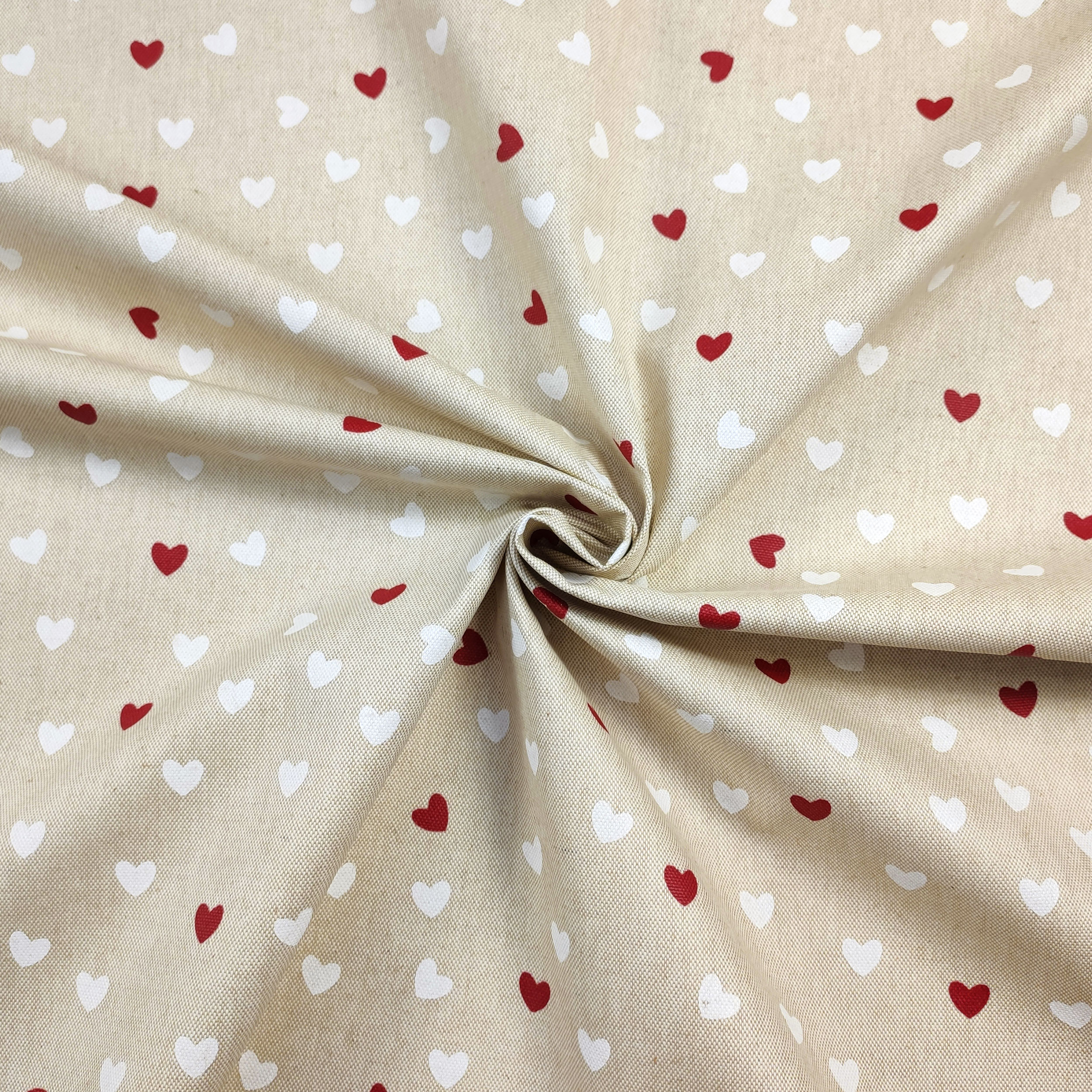 Red and White Hearts Resin Tablecloth Fabric