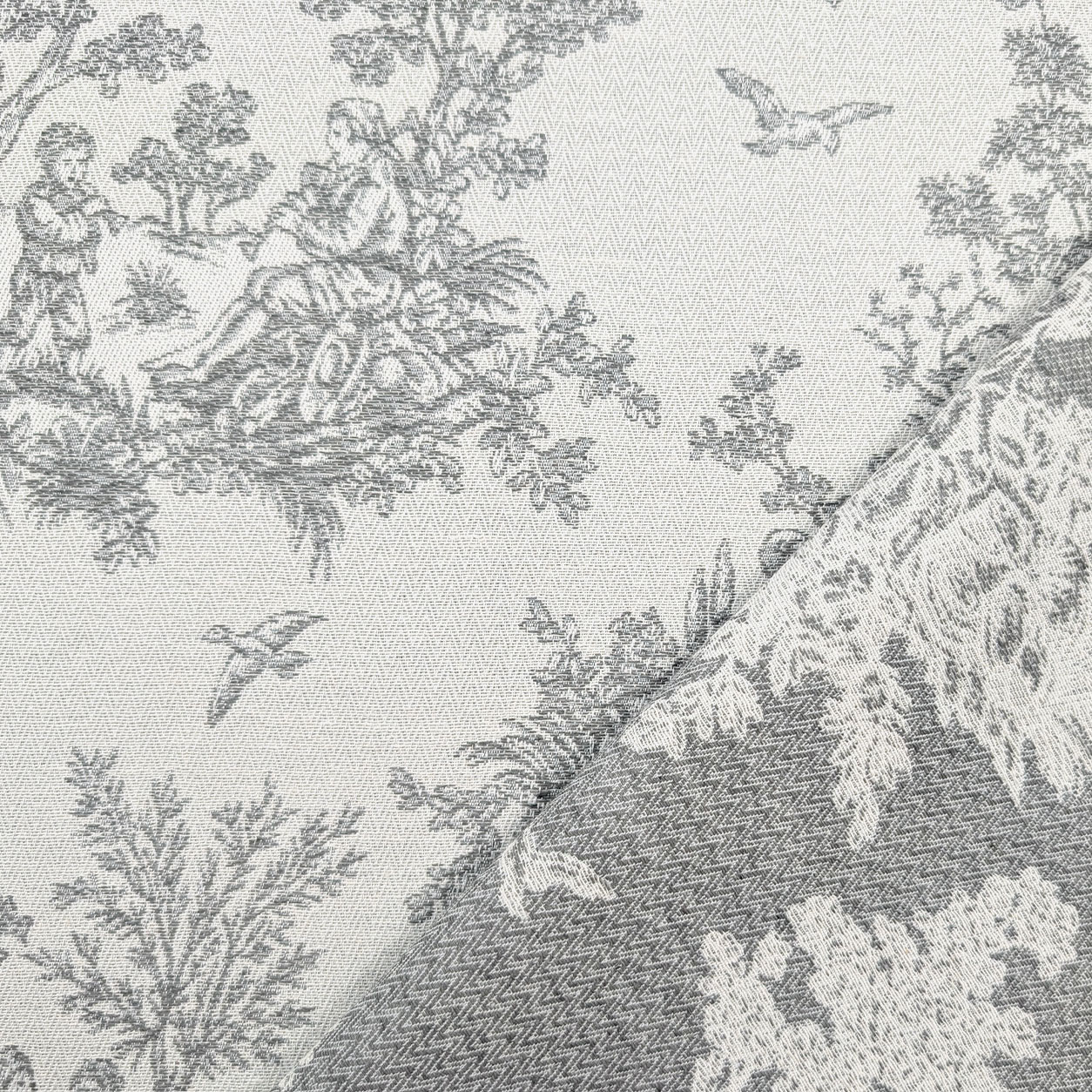 Jacquard Toile de Jouy Gris H 280 cm Image