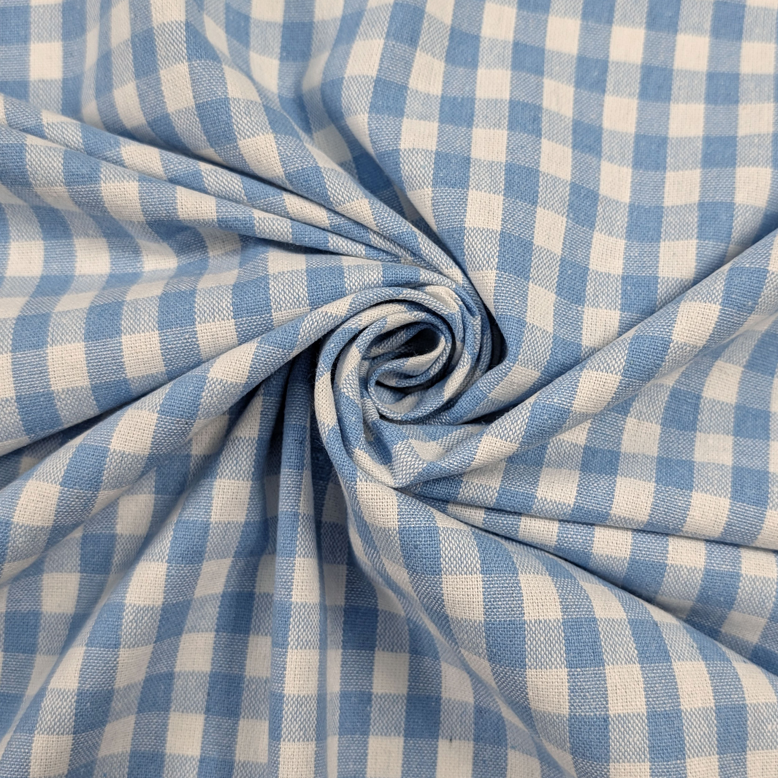 Washed Cotton Yarn Dyed Blue Checks Image