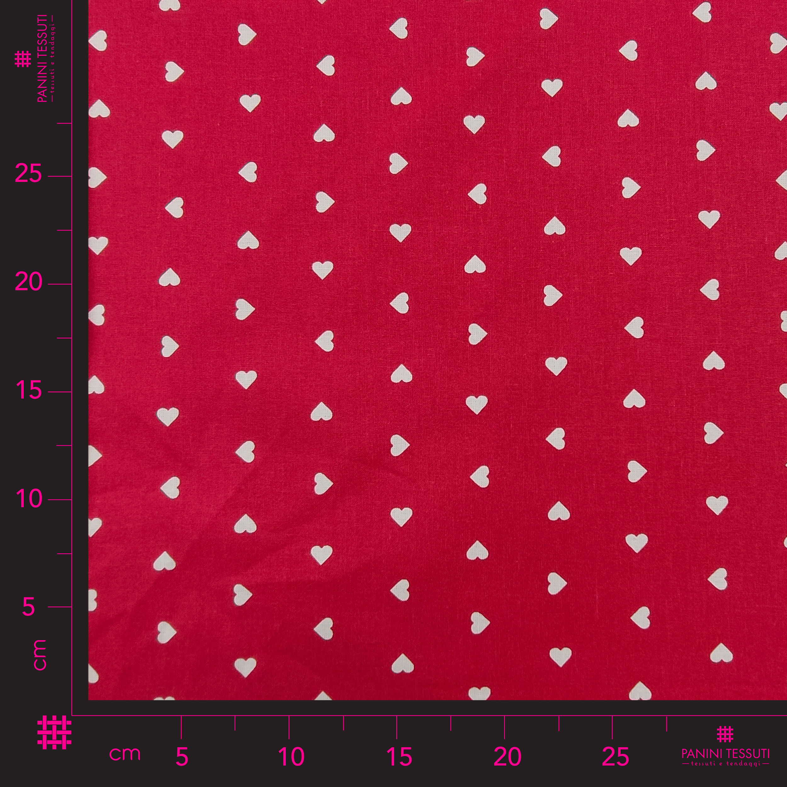 Printed Cotton with White Hearts - Colored Background  Image