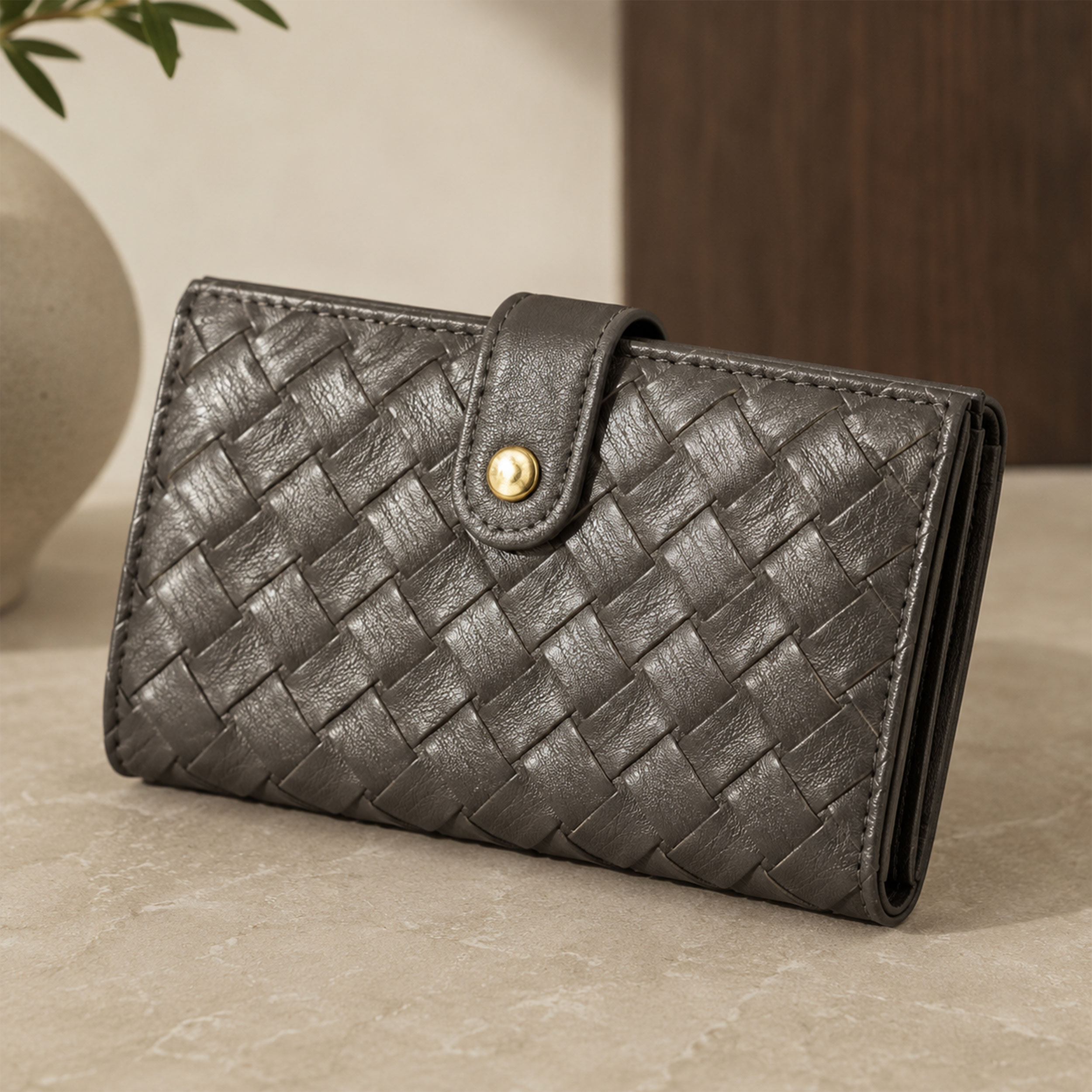 Upholstery Woven Faux Leather - Black Image
