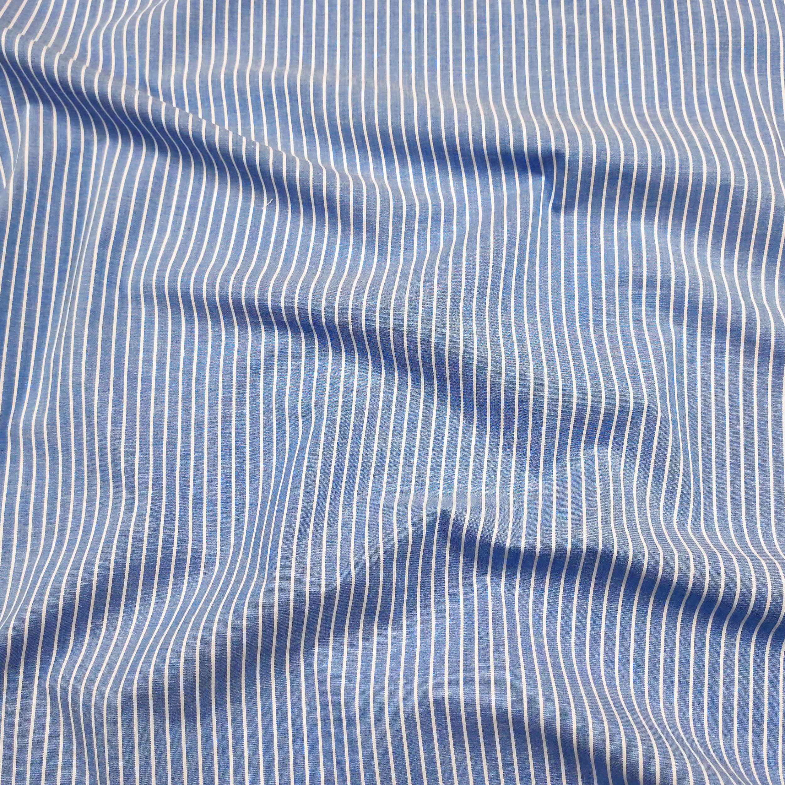 Algodón para camisas elásticas Raya azul