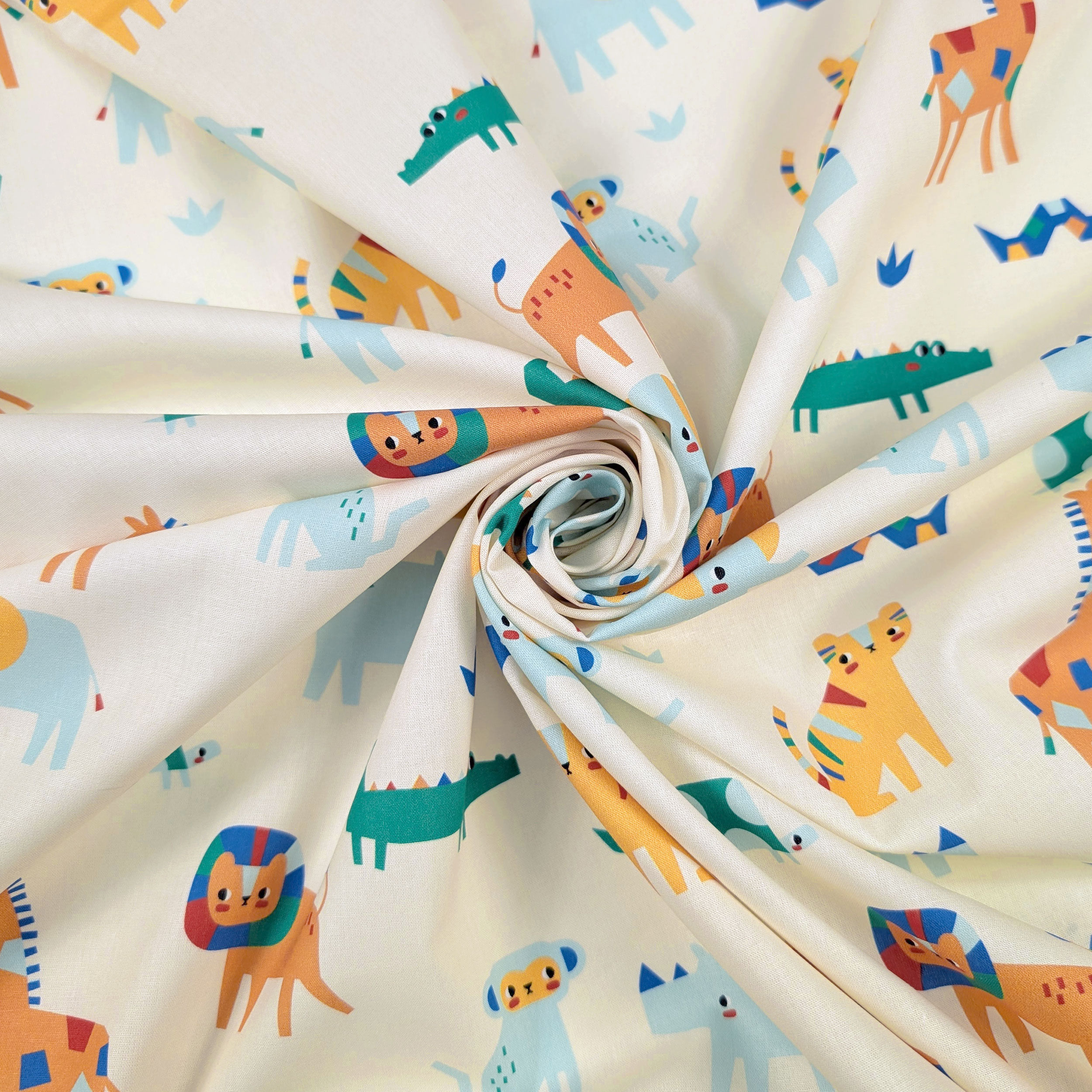 Cotton Poplin Coloured Animals Image