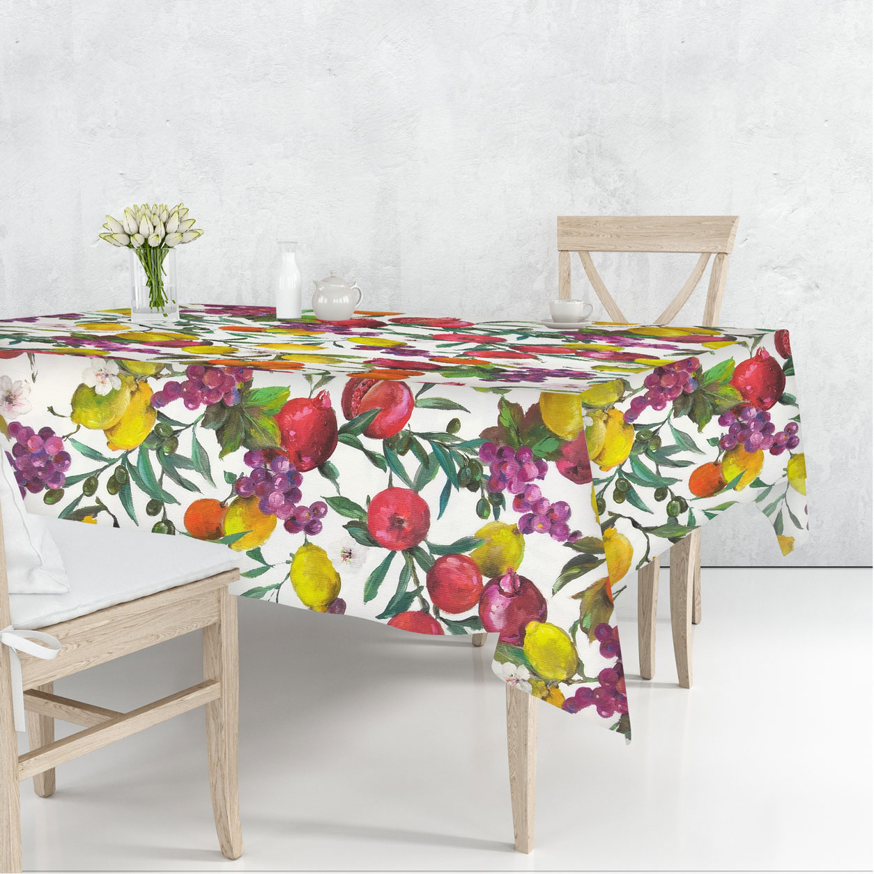 Tissu de Panama pour nappe de fruits et de fleurs Image
