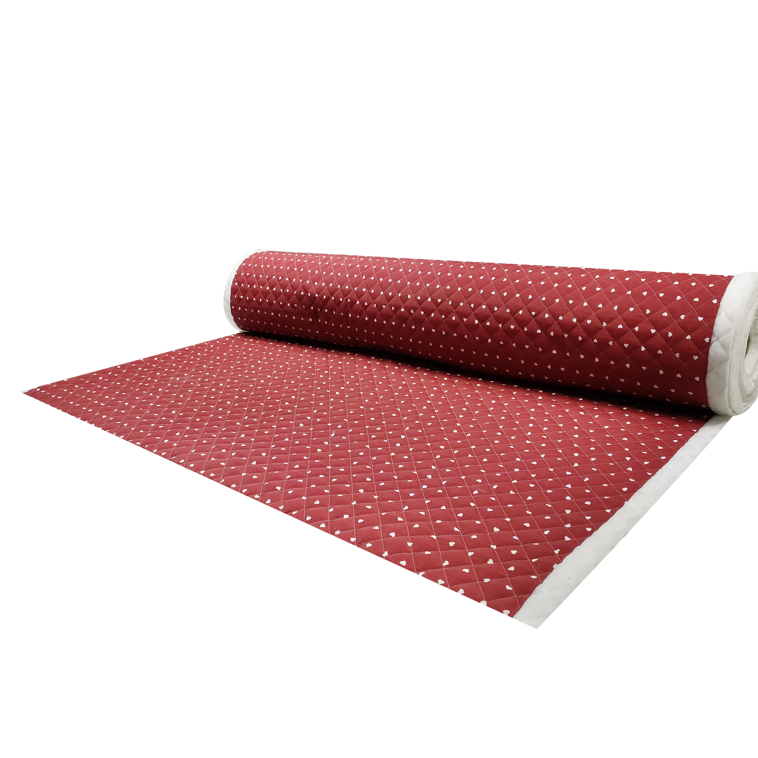 Quilted Cotton Mini White Hearts - Red Image