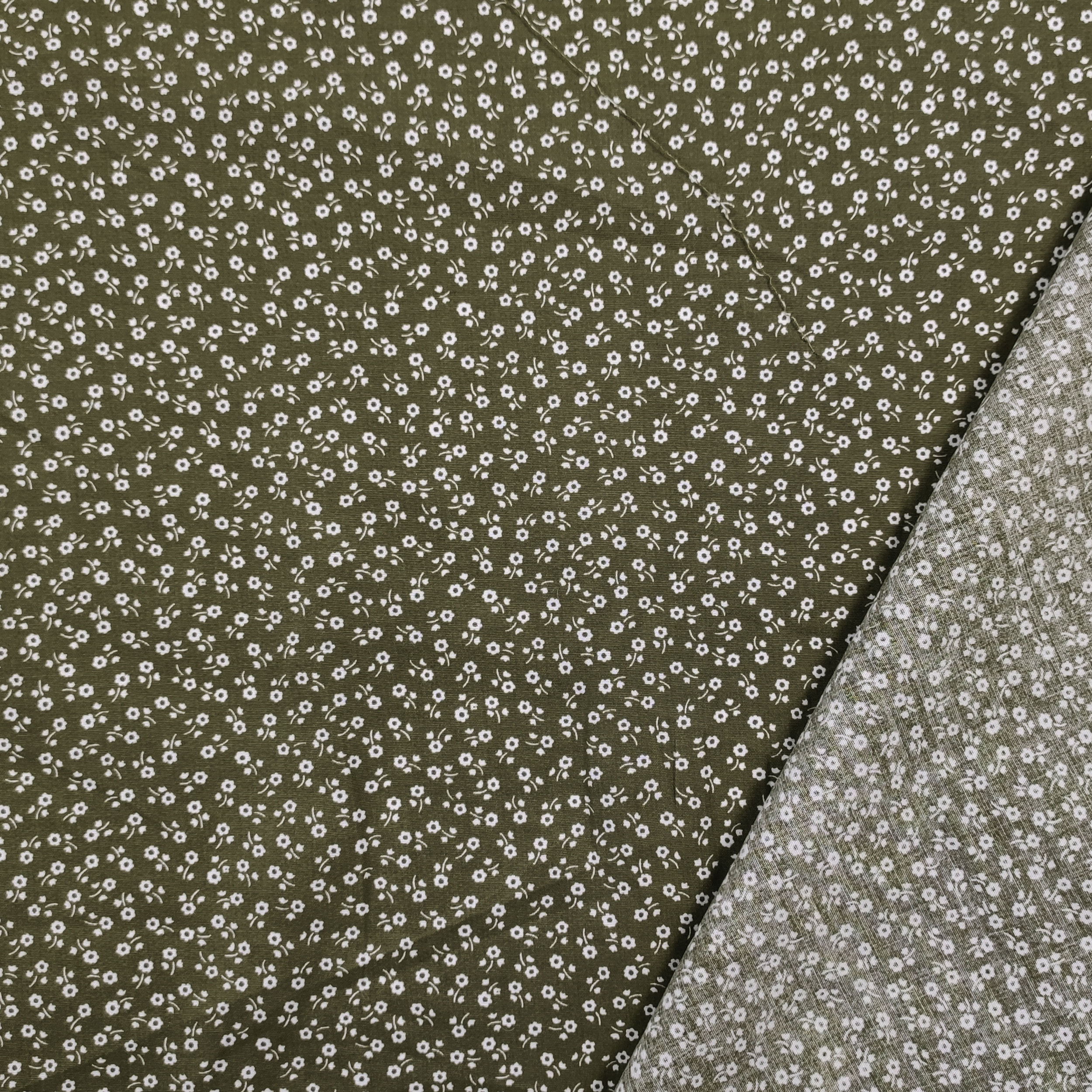 Elasticised Cotton Green Flowers