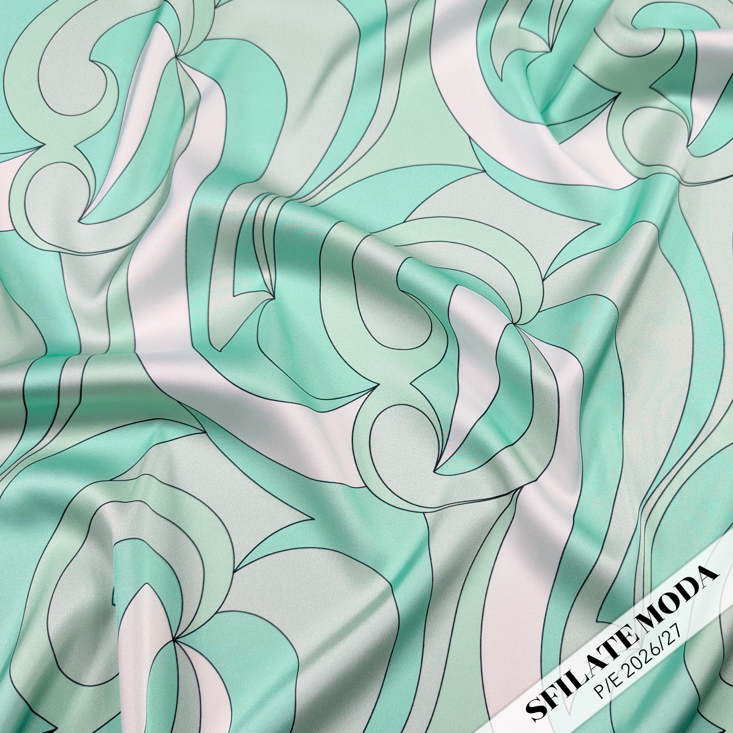 Satin Set High Fashion Fantasy Optical Water Green Image