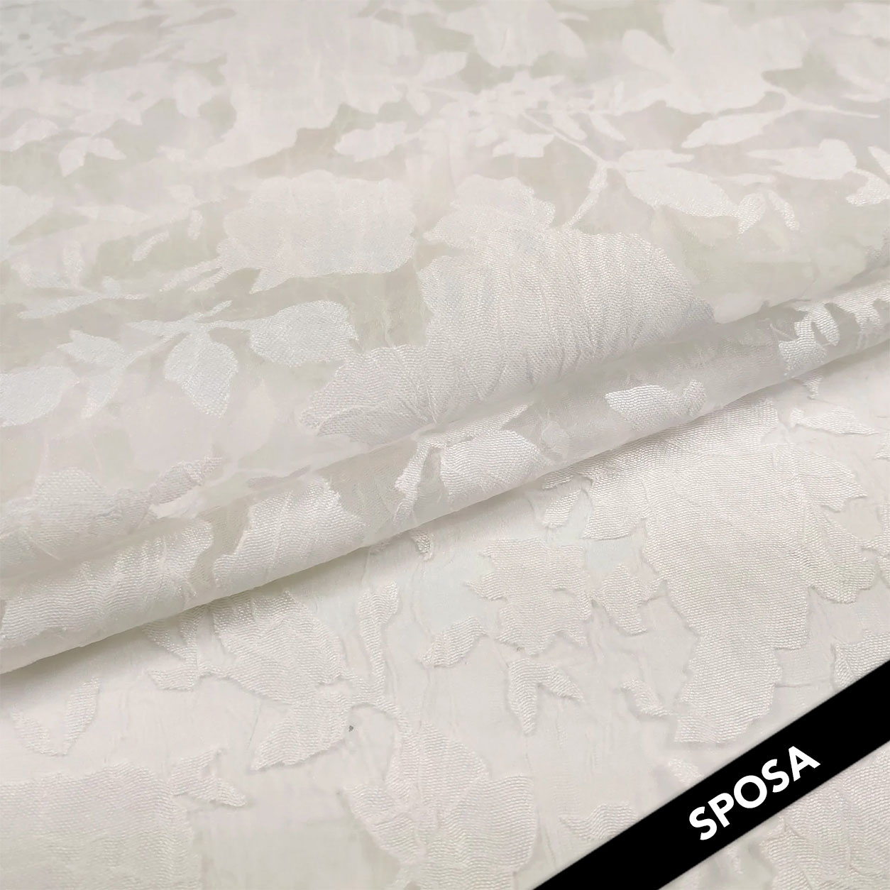 White Floral Burnout Fabric Image