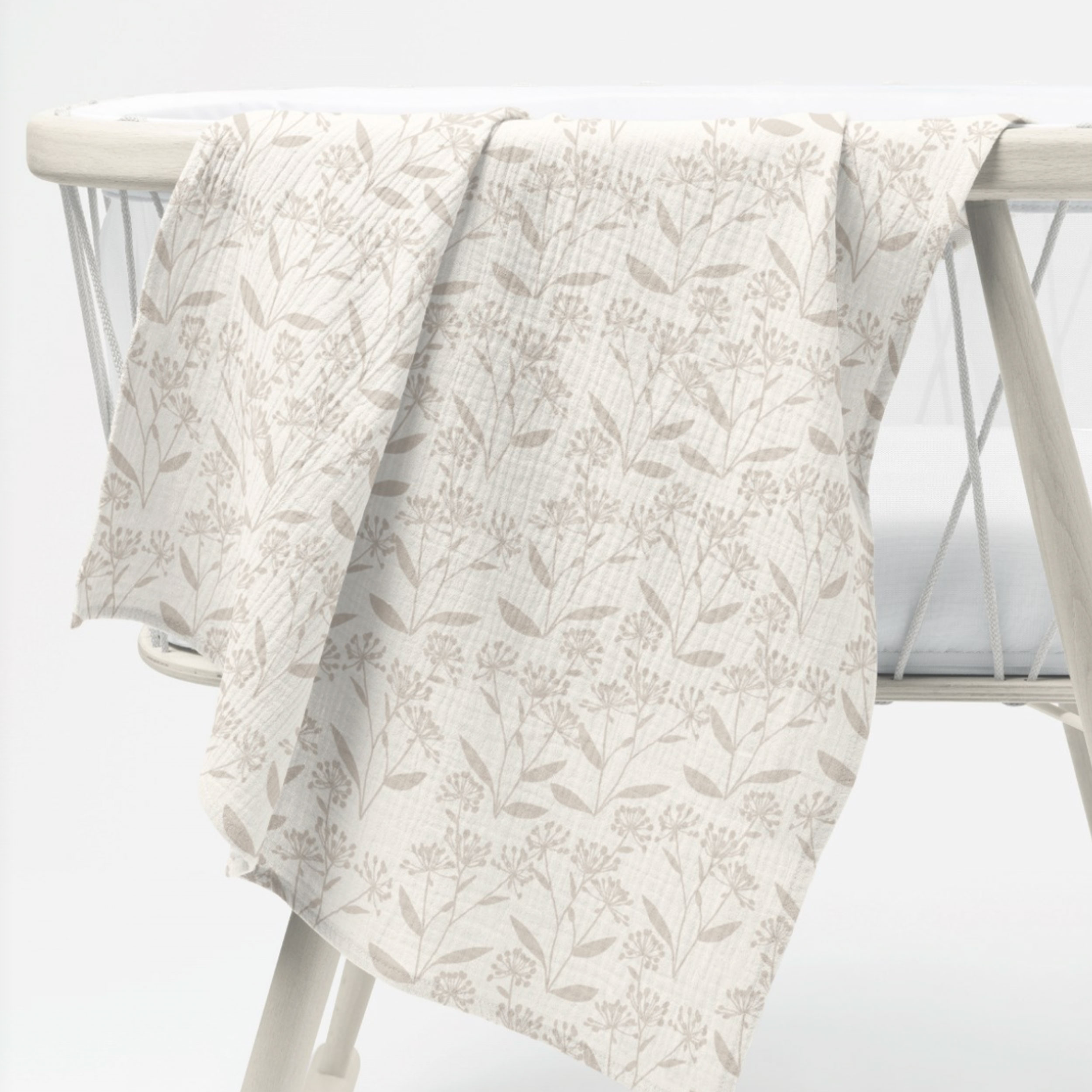 Beige Floral Fantasy Cotton Muslin Image