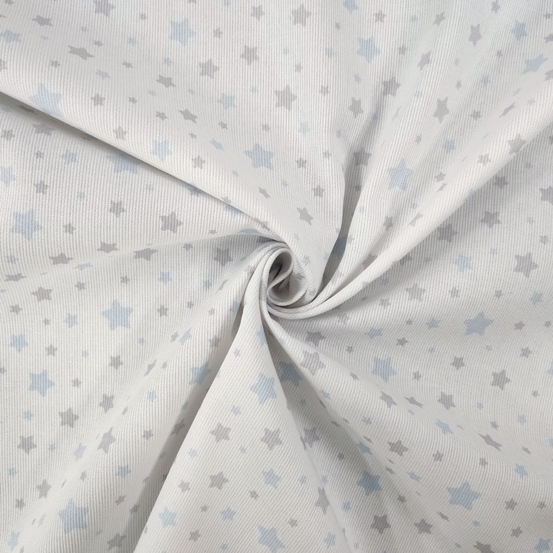 Tela Piqué Algodón Azul Estampado Estrella