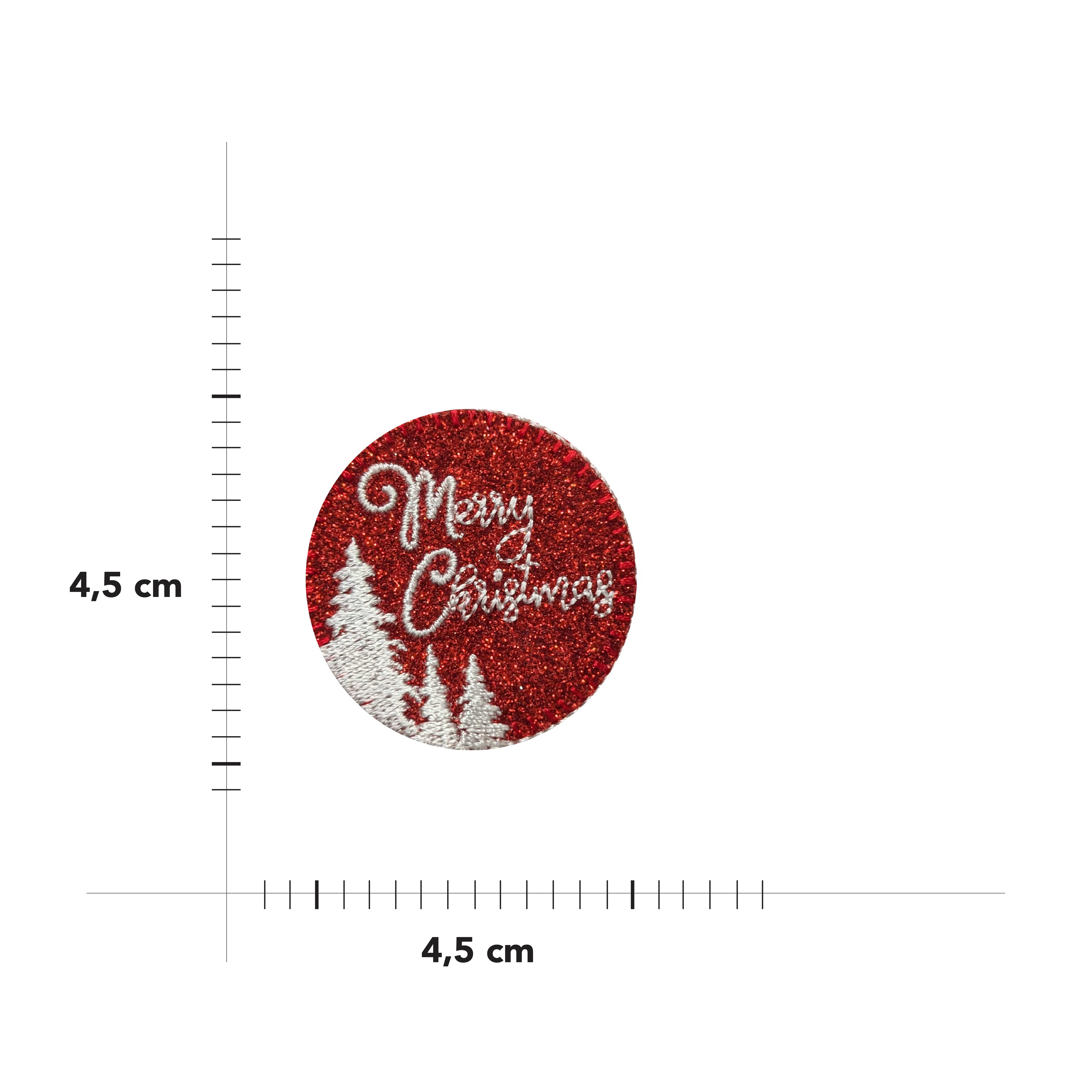 Merry Christmas Round Red Heat-Adhesive Patch Image