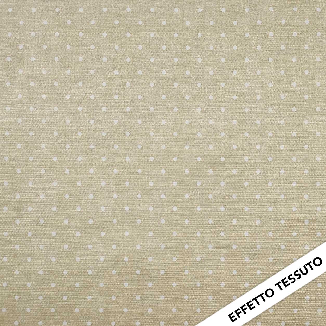 Tissu pour nappe plastifiée Blanc à pois Fond beige Image