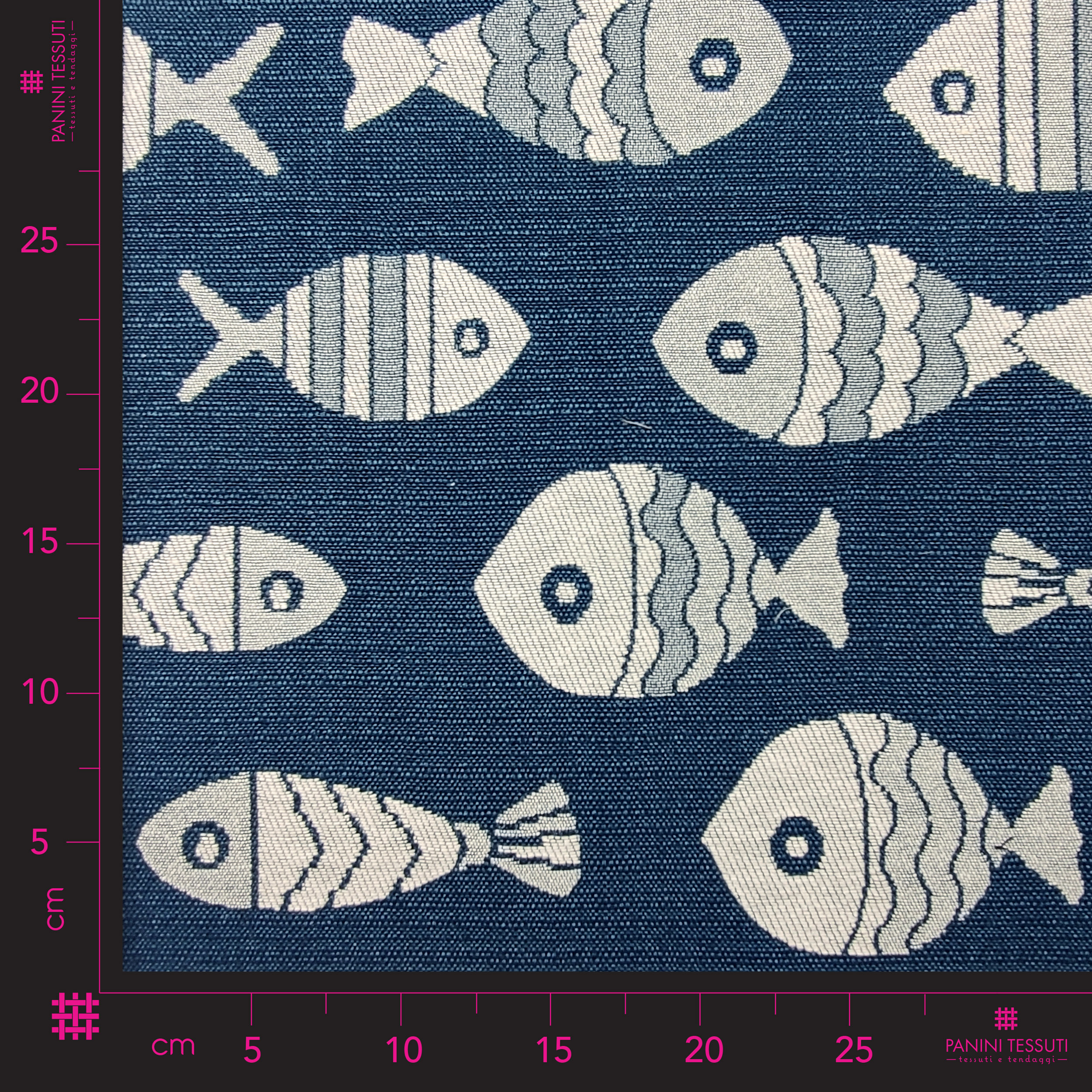 Upholstery Reversible Brocade - Grey, Blue Fishes