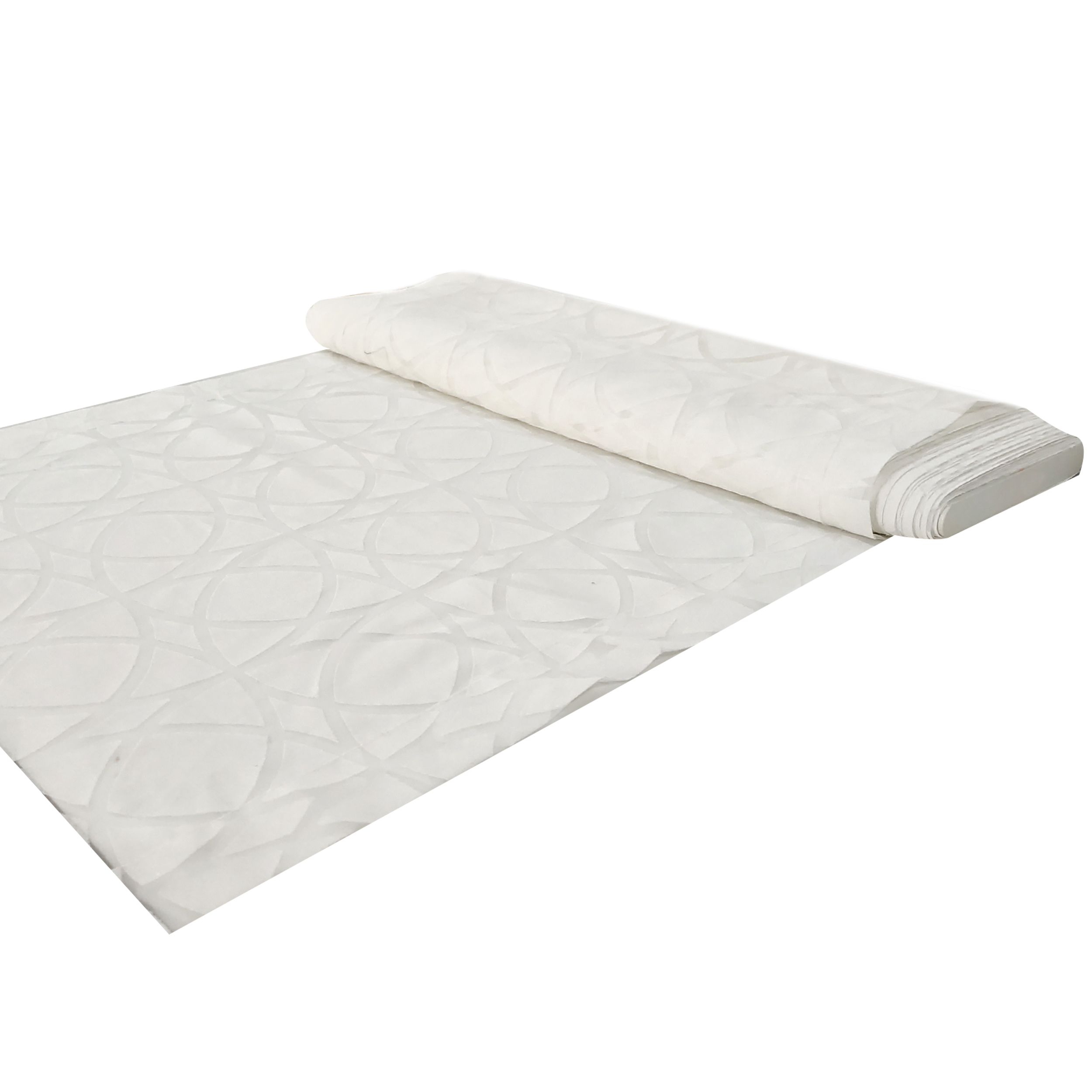 Tissu de rideau Devorè géométrique blanc