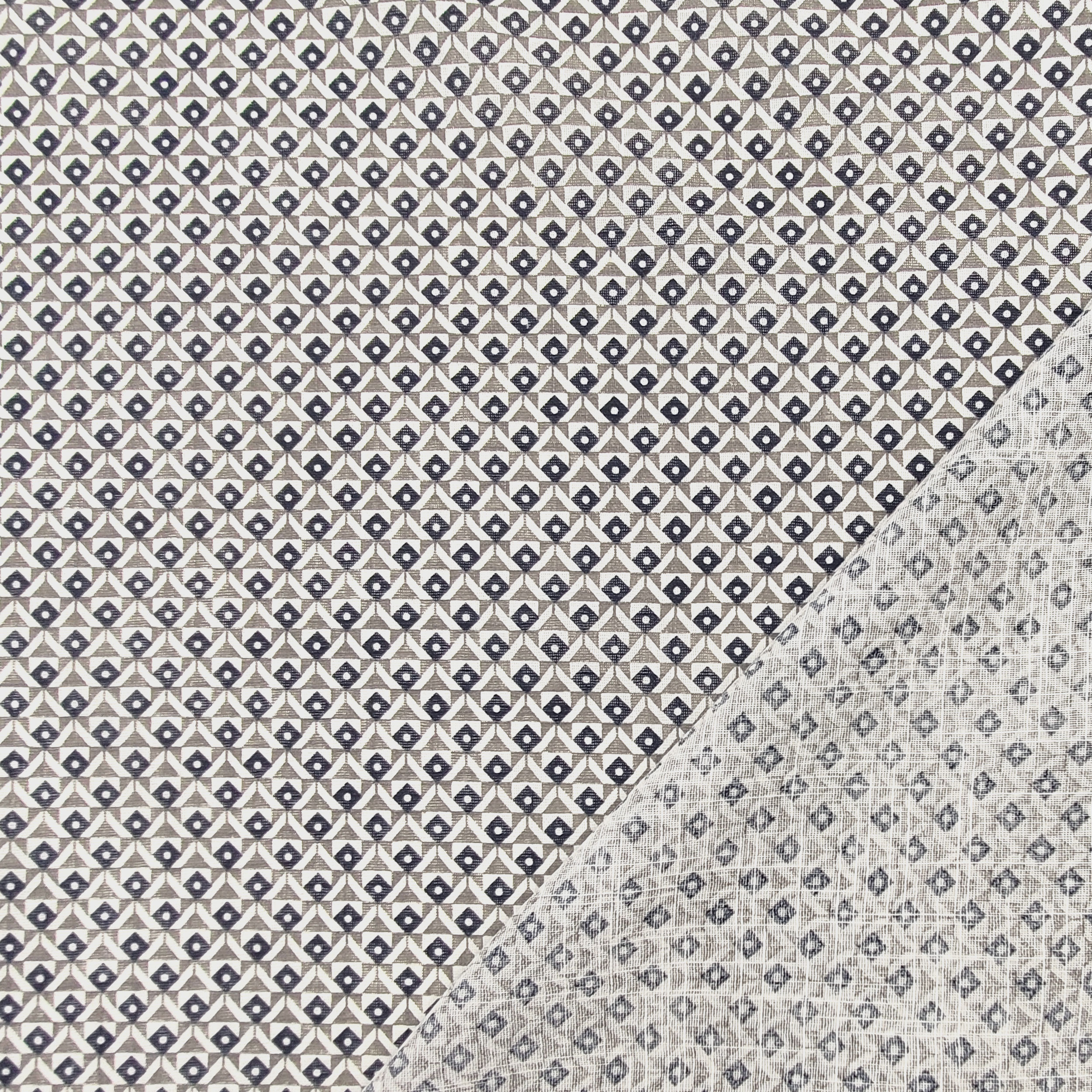 Tissu de coton géométrique gris et bleu Image