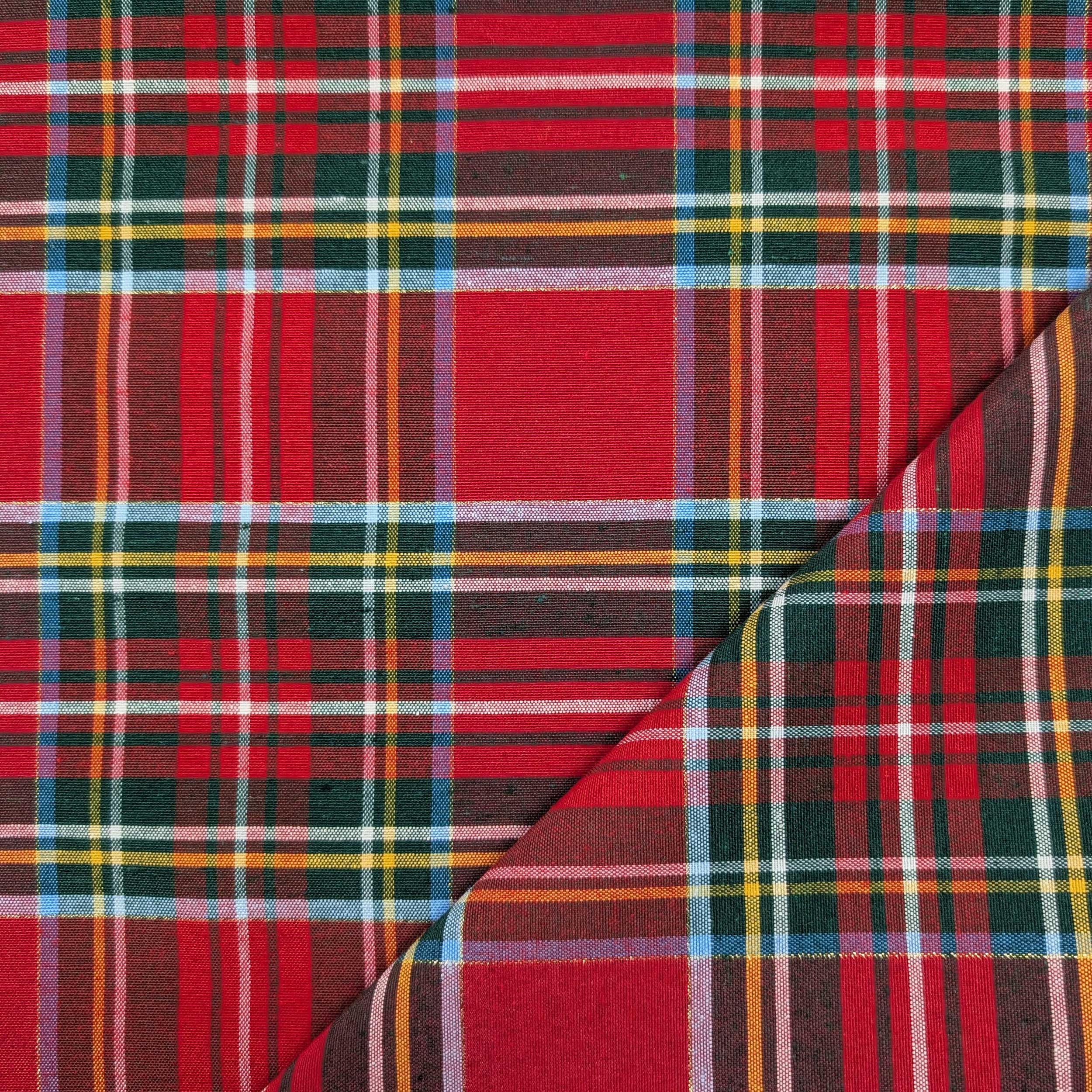 Large Lurex Red Scottish Furnishing Fabric Image