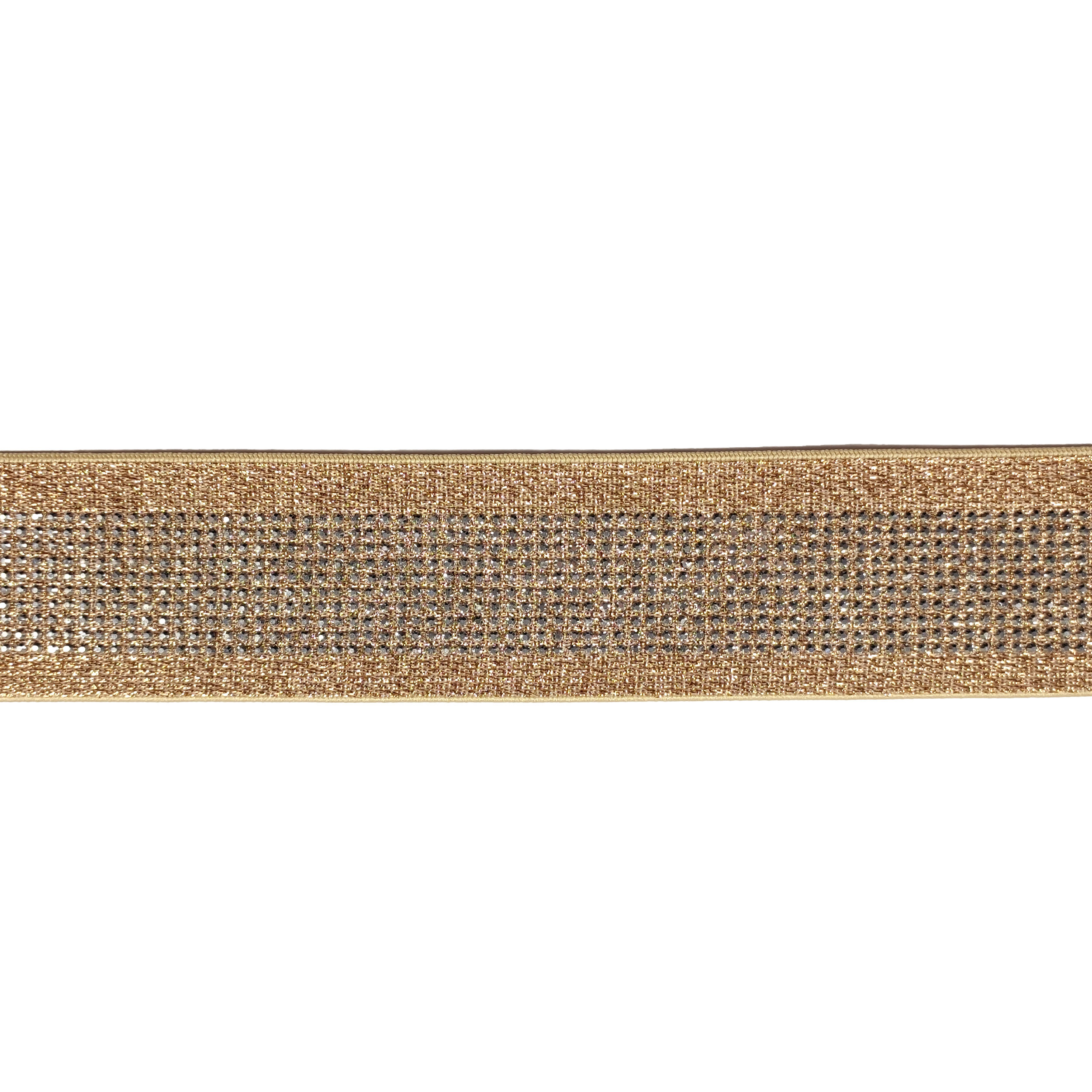 Goldfarbenes Gummiband mit Lurex-Strasssteinen