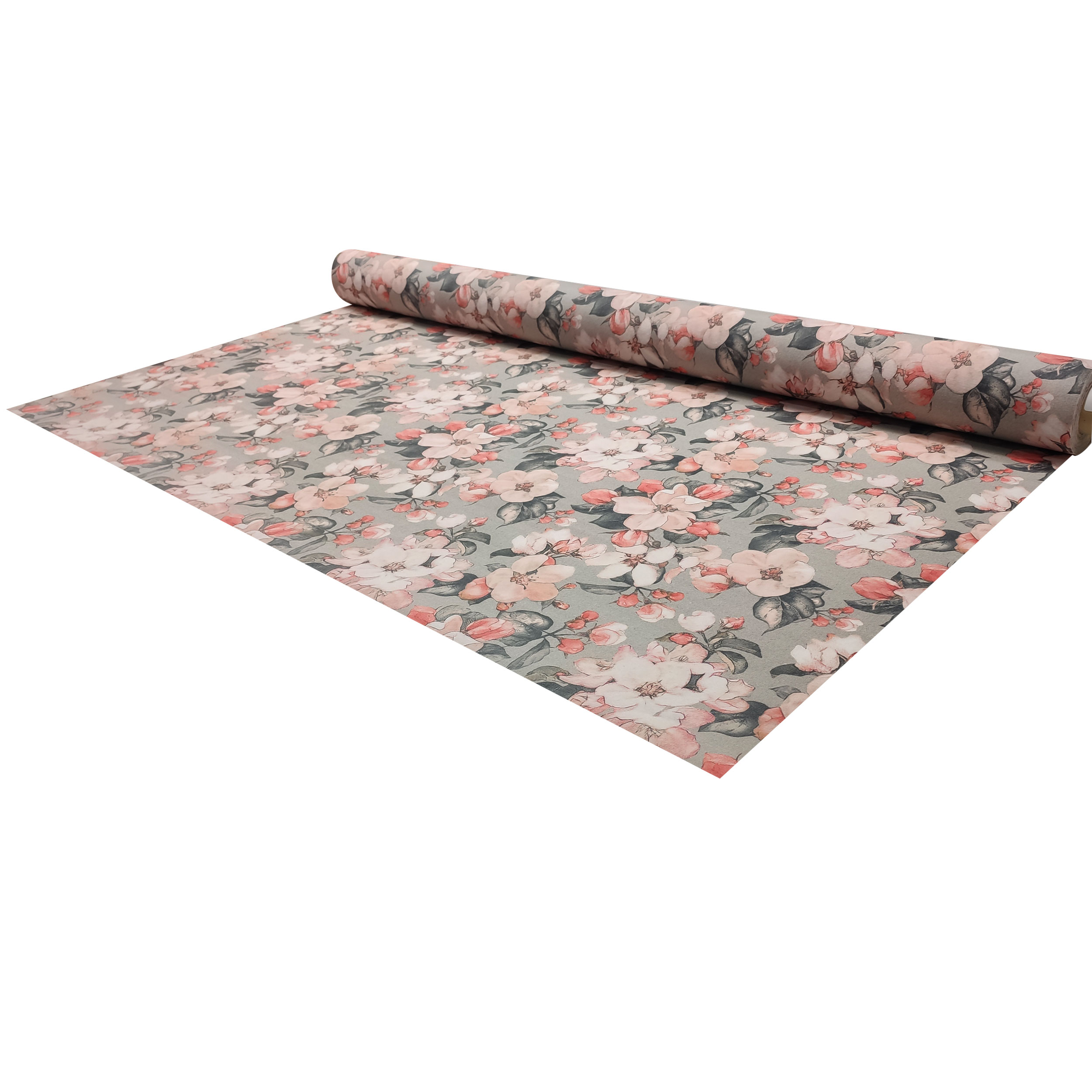 Nappe en résine Tissu Fleurs de pêche Fond gris Image